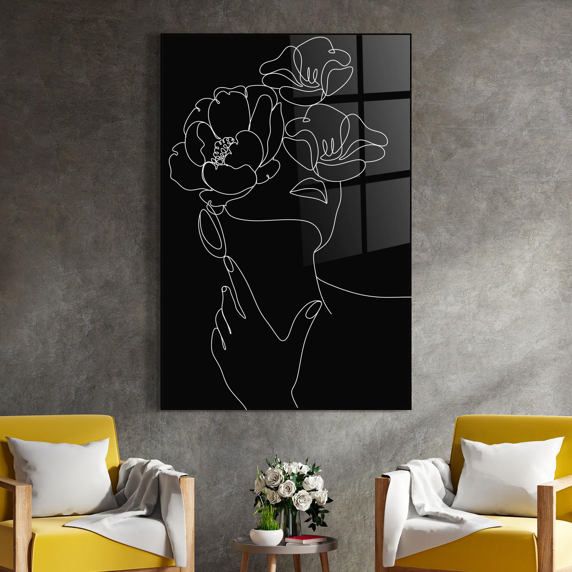 Tablou Sticla Flower Girl Line mockup 4