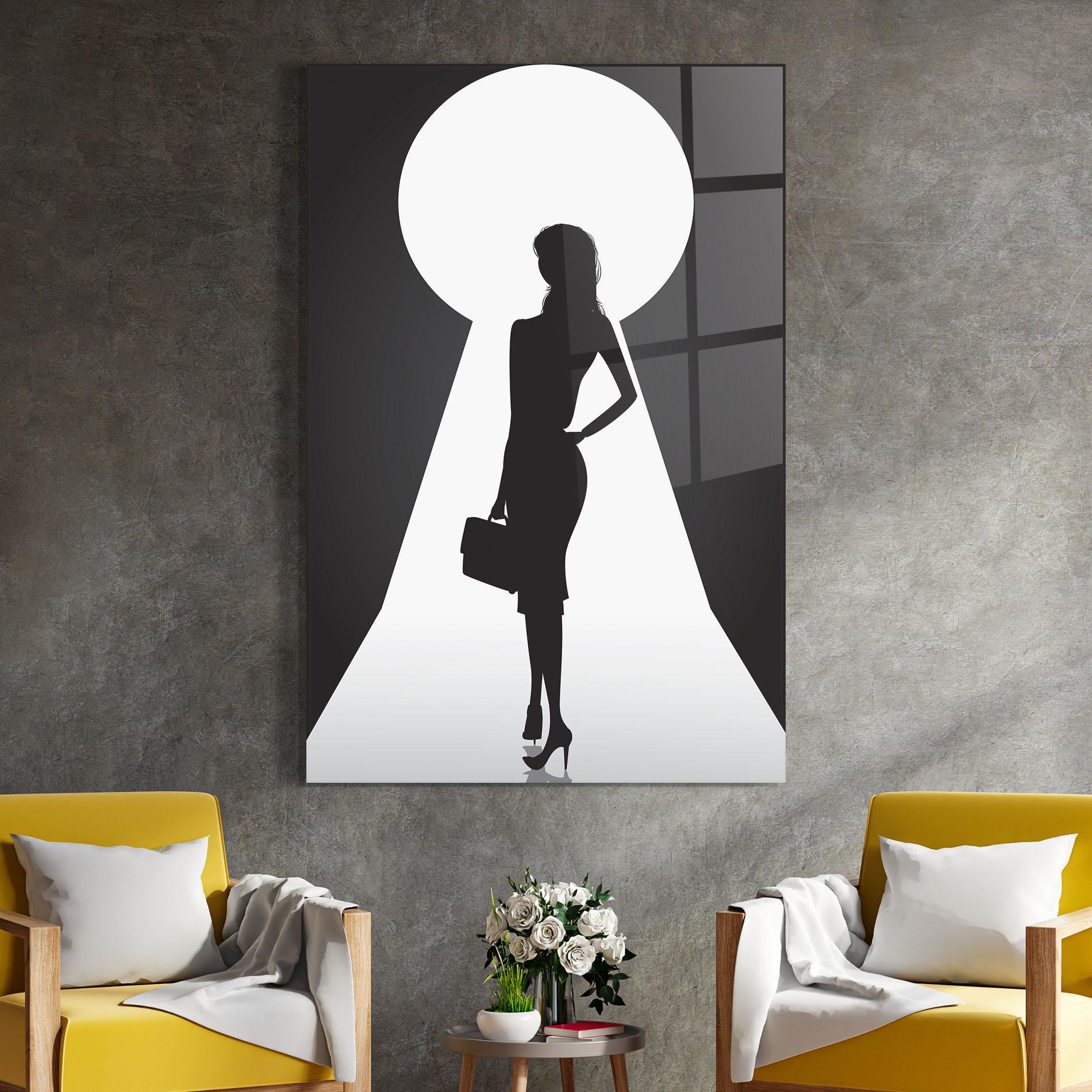 Tablou Sticla Girl Door mockup 4