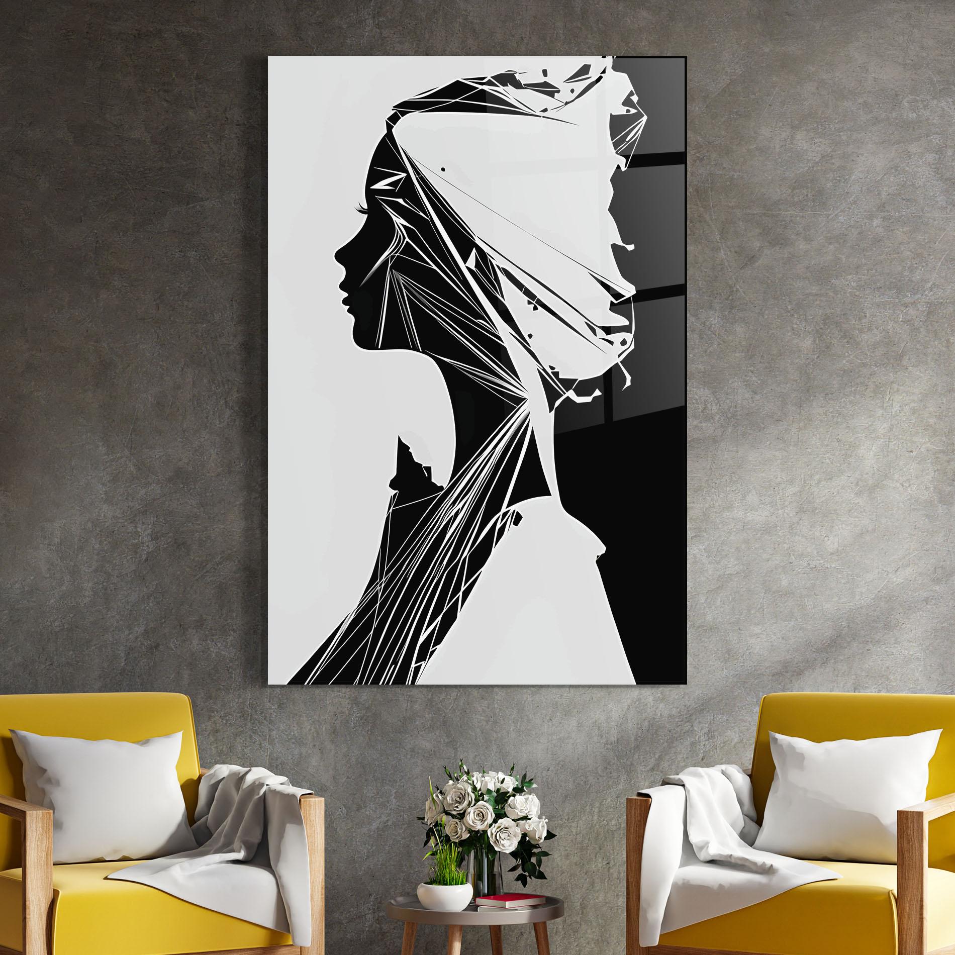 Tablou Sticla Girl Shilouette Art mockup 4