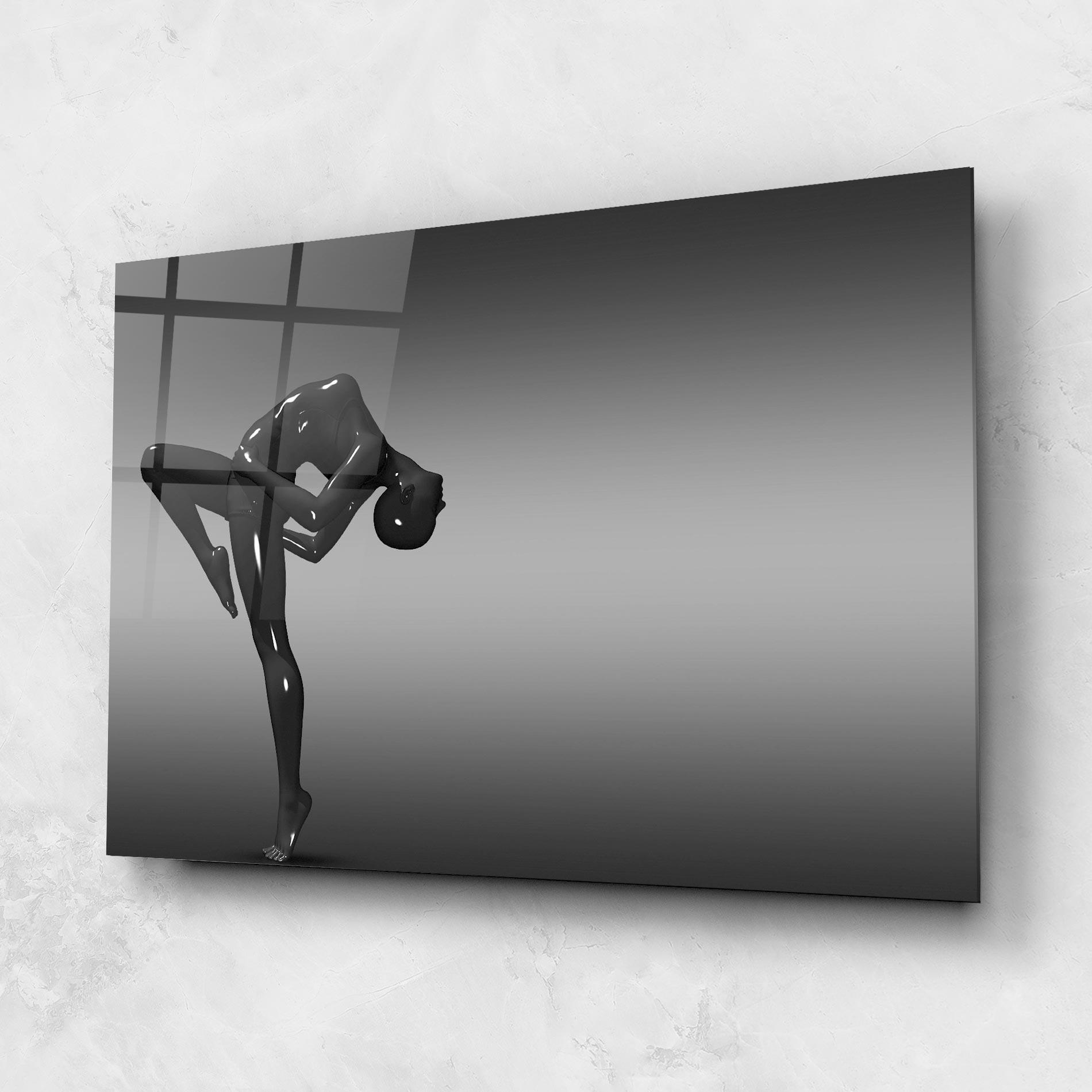 Tablou Sticla Black Glossy Female Dancer mockup 1