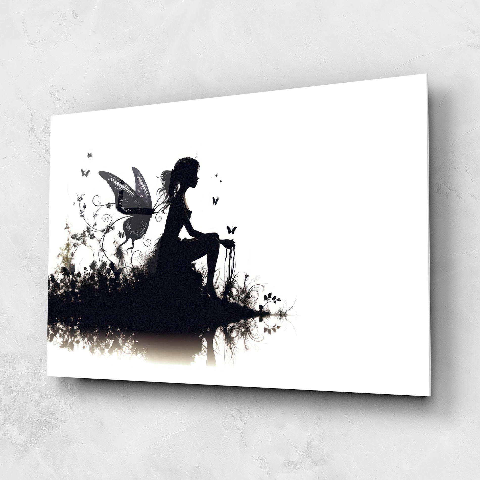 Tablou Sticla Butterfly Woman Shilouette mockup 1