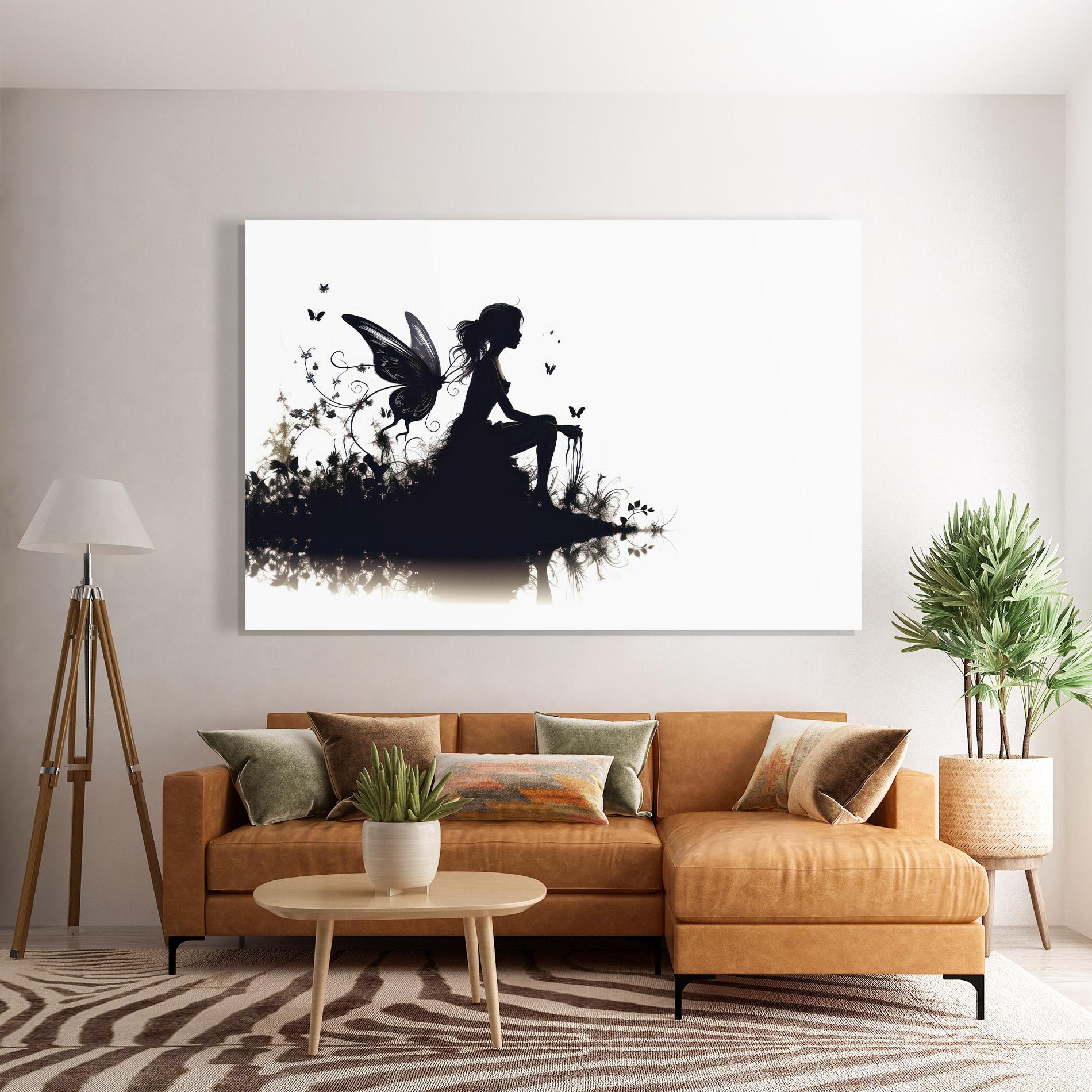 Tablou Sticla Butterfly Woman Shilouette mockup 7