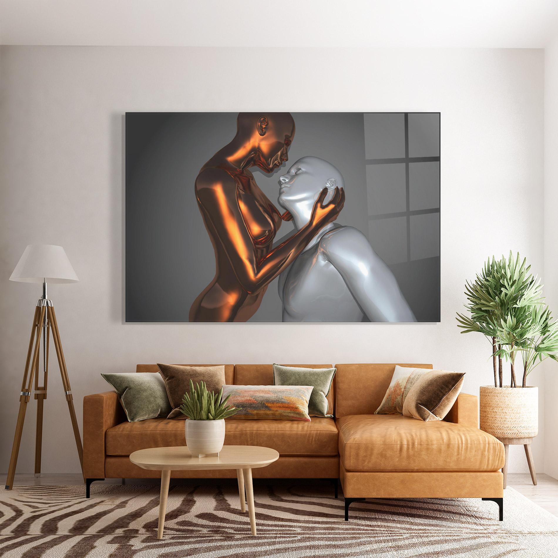 Tablou Sticla Gold Silver Couple mockup 7