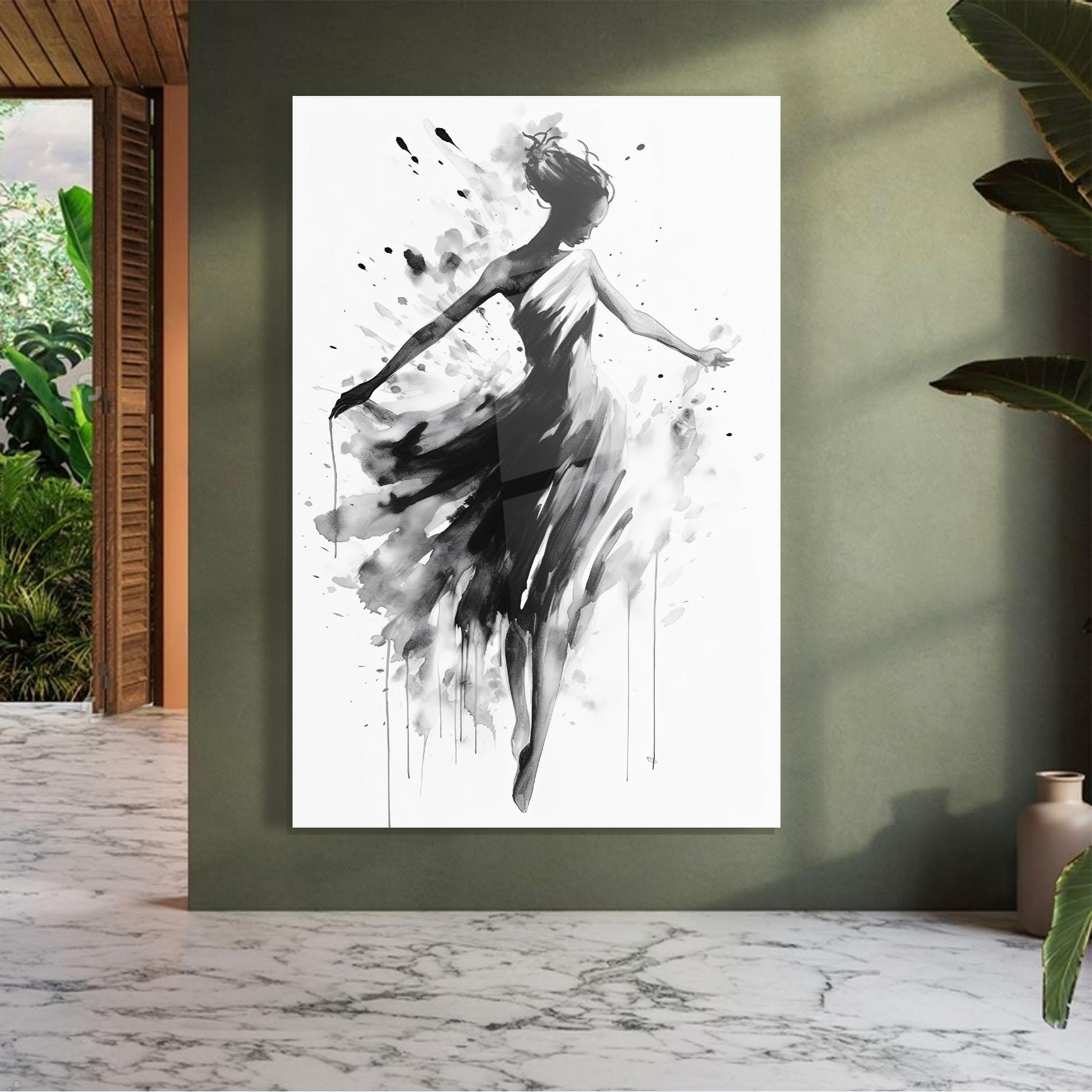 Tablou Sticla Beautiful Dancing Woman mockup 7