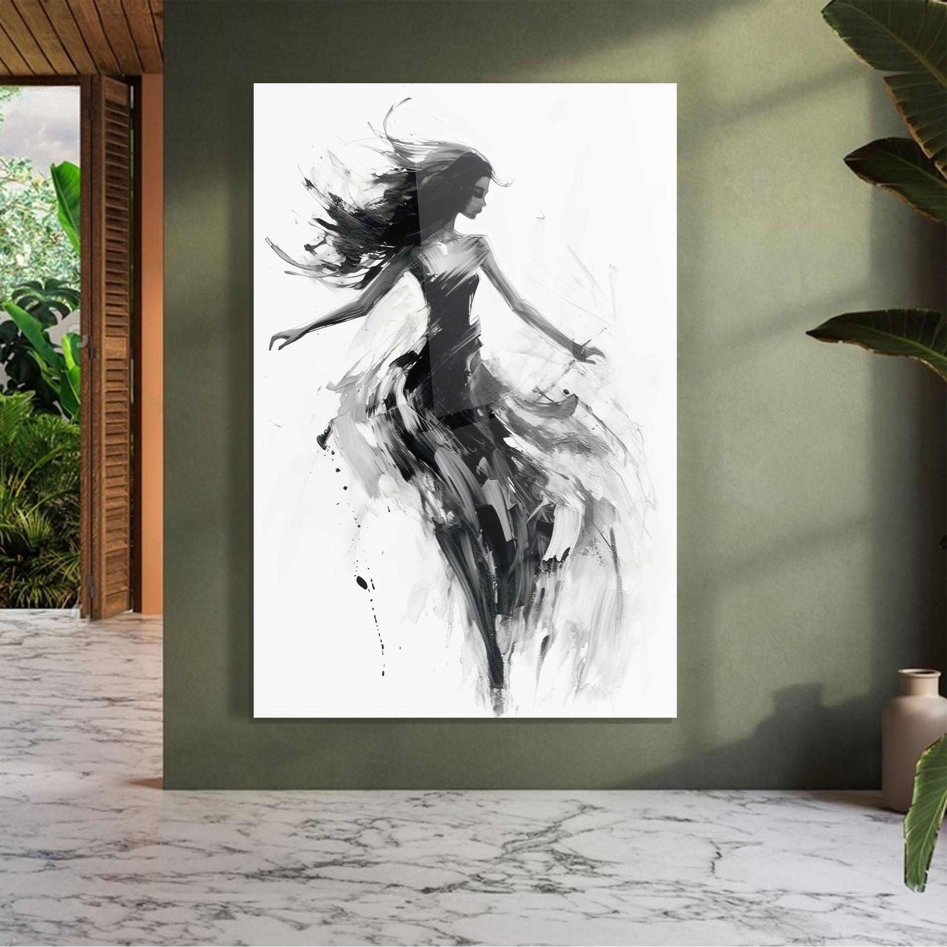 Tablou Sticla Black Ink Woman mockup 7