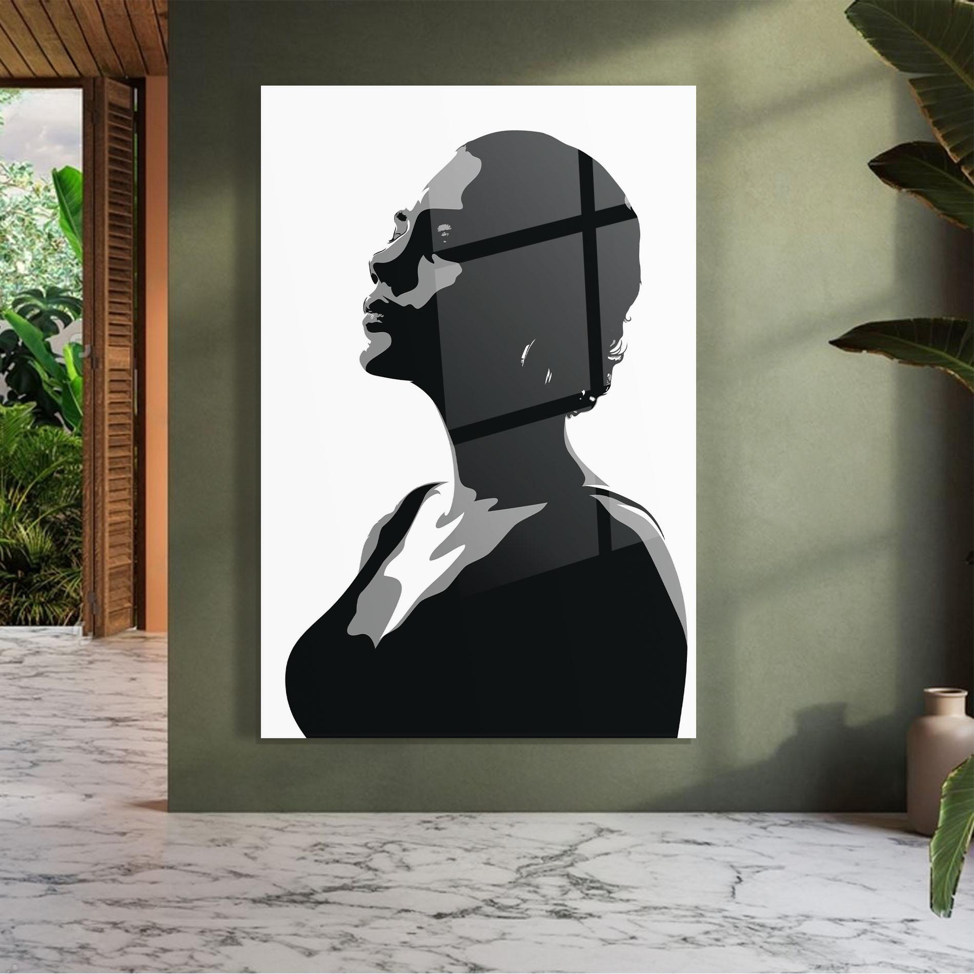 Tablou Sticla Black Woman Shilouette mockup 7