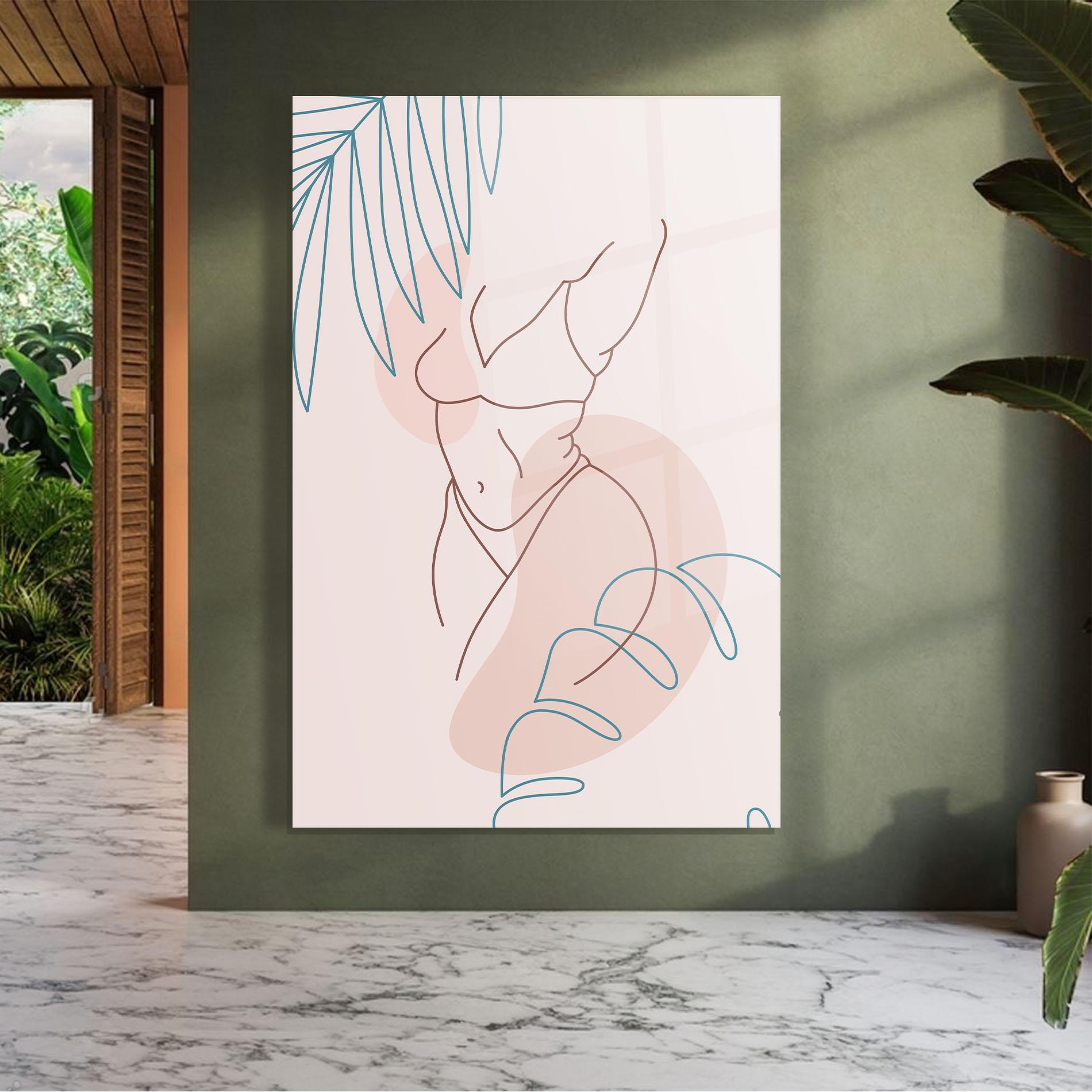 Tablou Sticla Body Line Leaf mockup 7