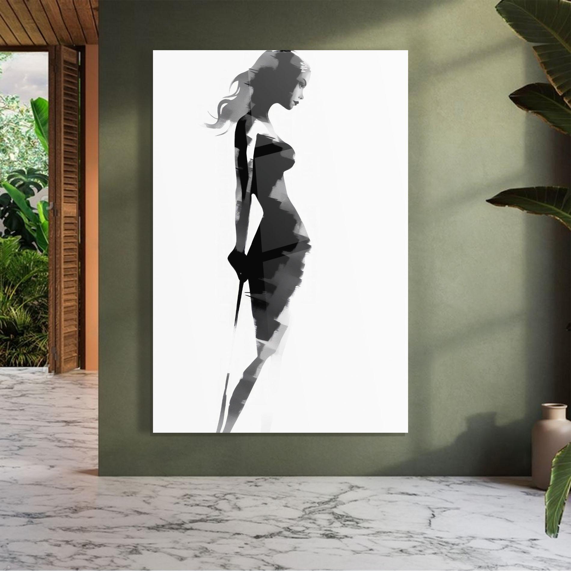 Tablou Sticla Brush Contour Drawing mockup 7