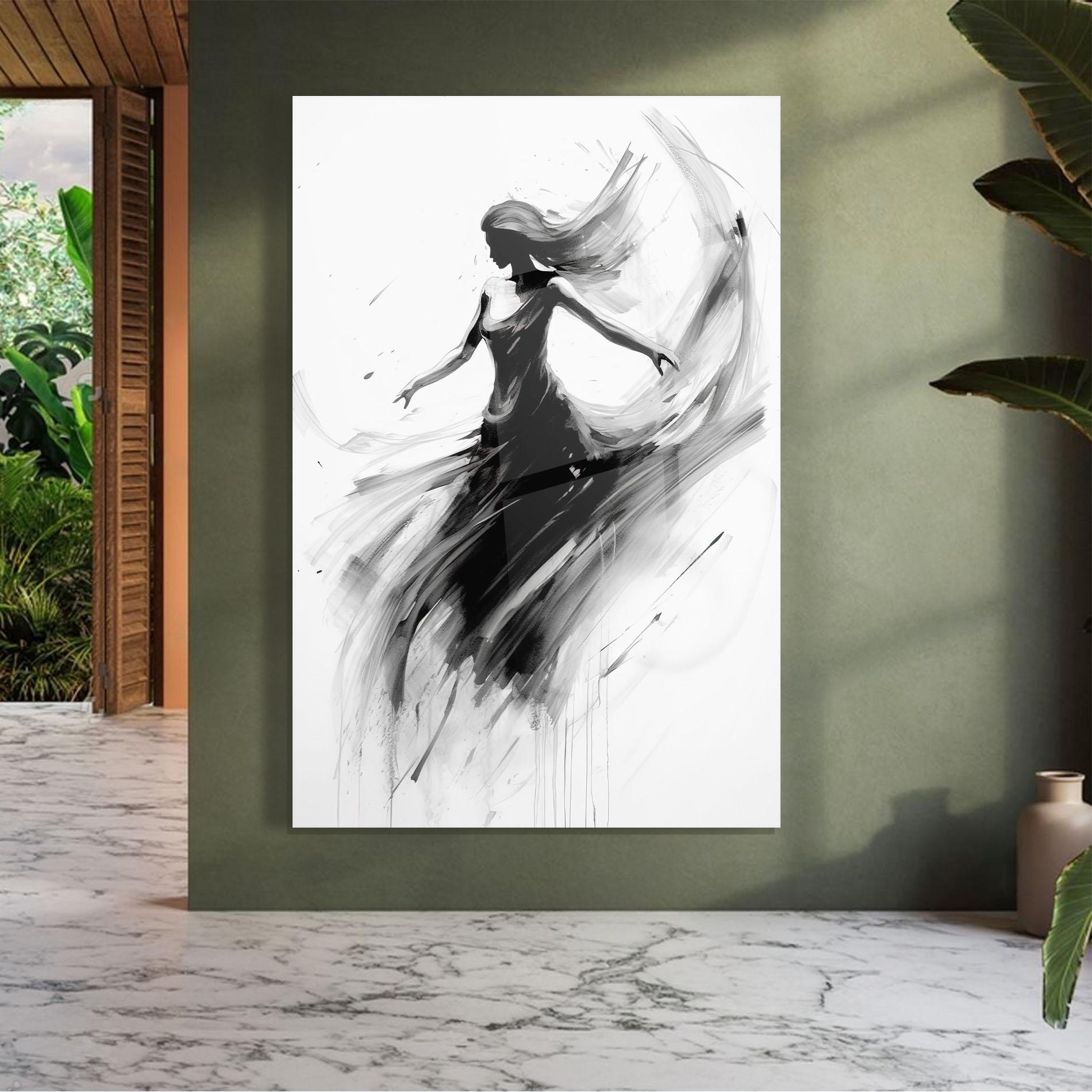 Tablou Sticla Dancing Woman Drawn mockup 7
