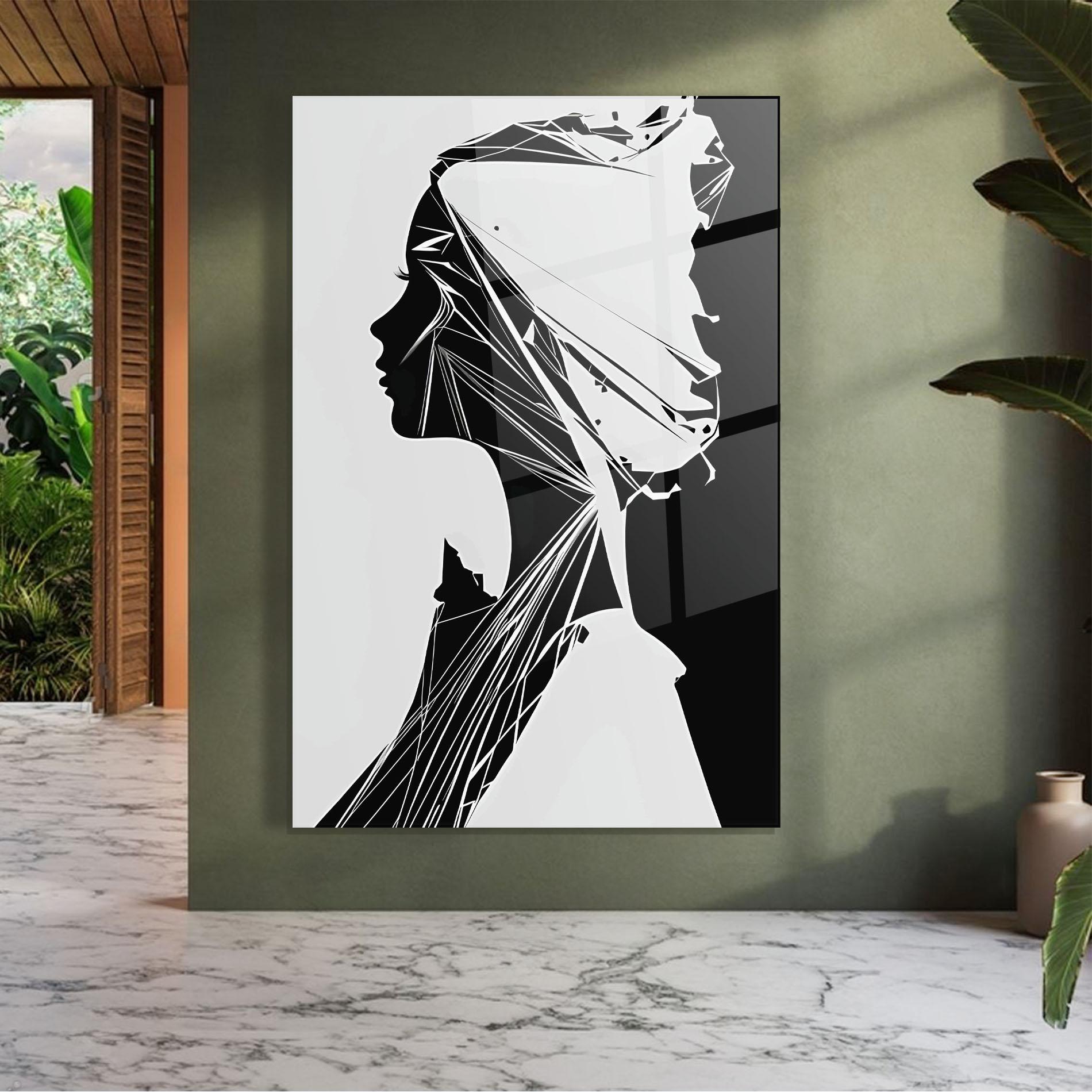 Tablou Sticla Girl Shilouette Art mockup 7