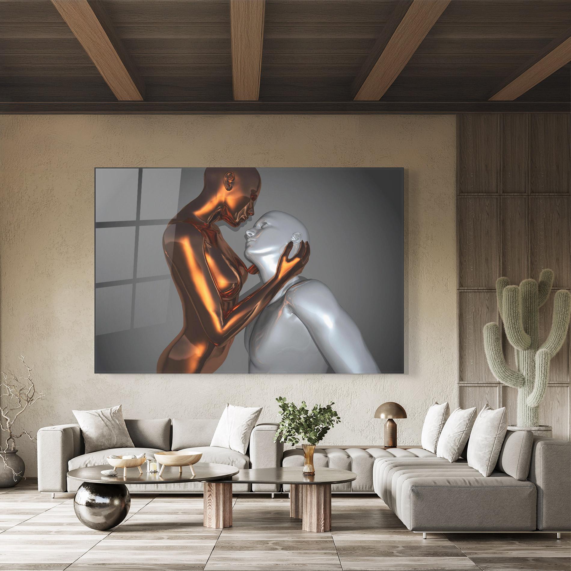 Tablou Sticla Gold Silver Couple mockup 8