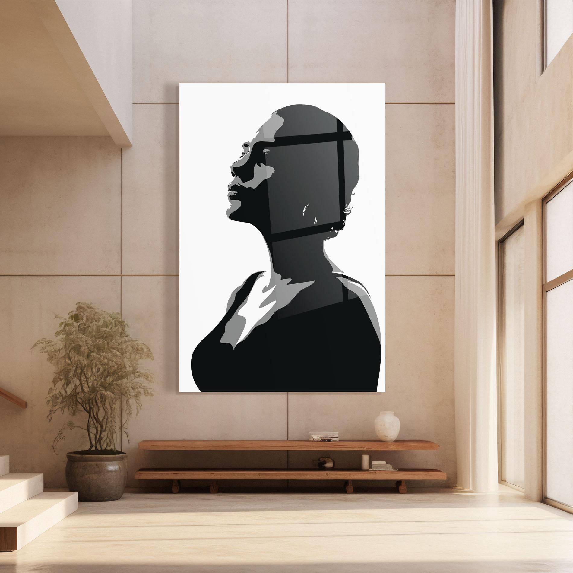 Tablou Sticla Black Woman Shilouette mockup 8