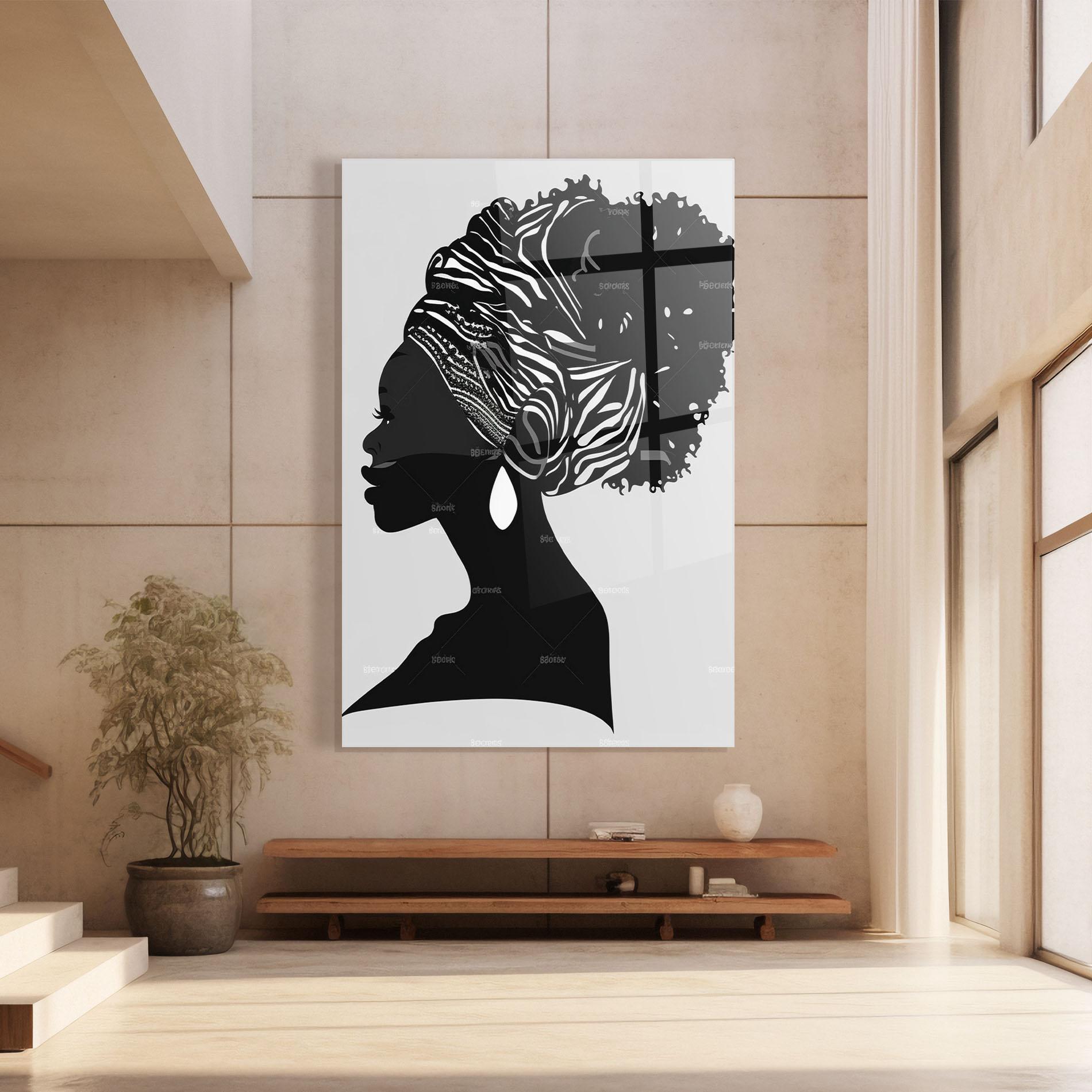 Tablou Sticla Black Woman Silhouette mockup 8