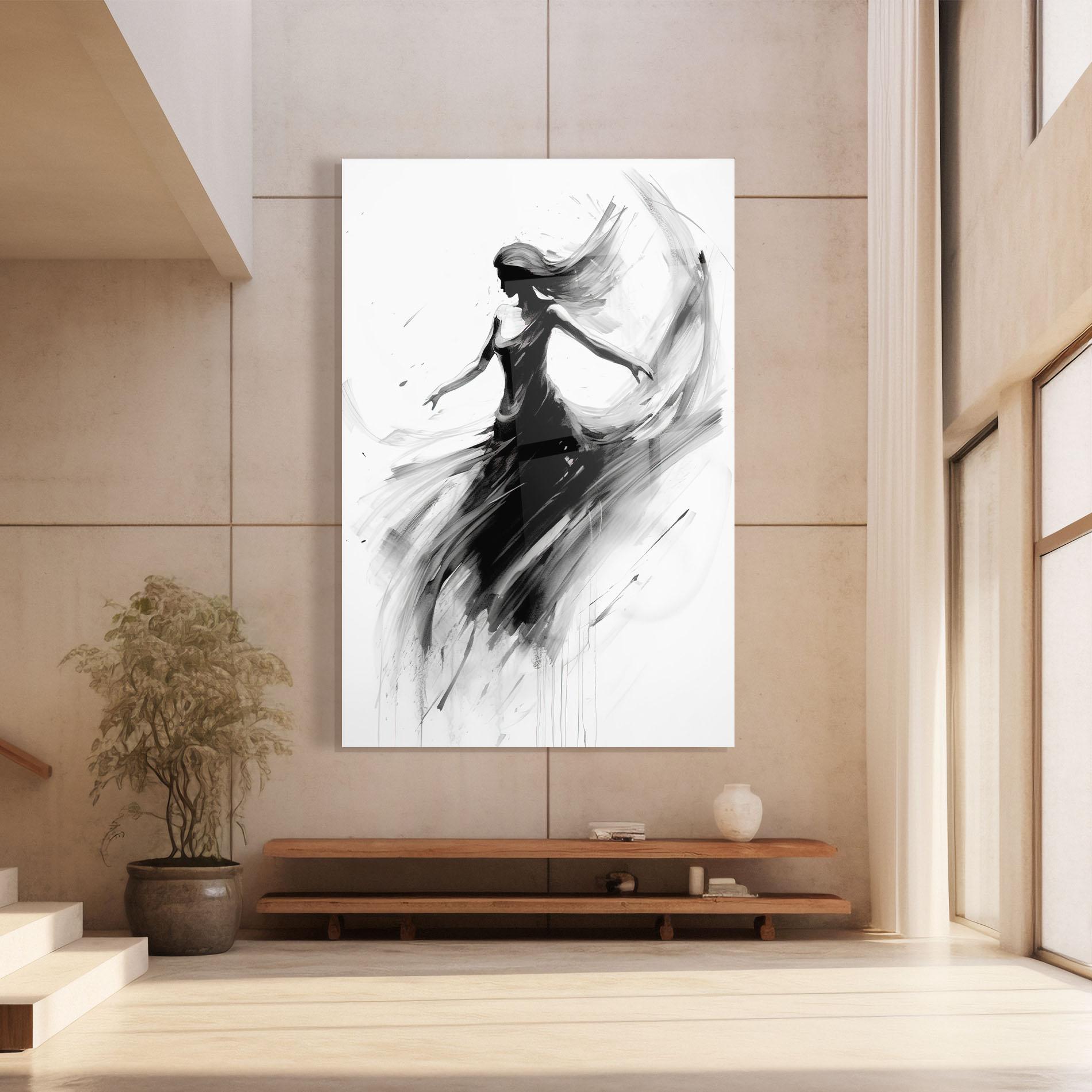 Tablou Sticla Dancing Woman Drawn mockup 8