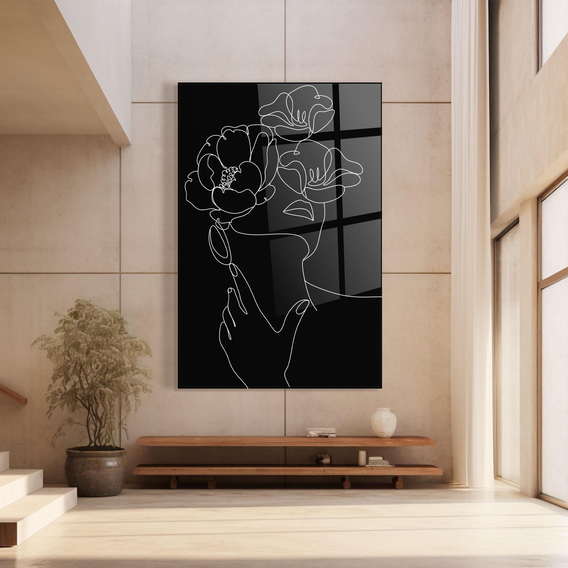 Tablou Sticla Flower Girl Line mockup 8