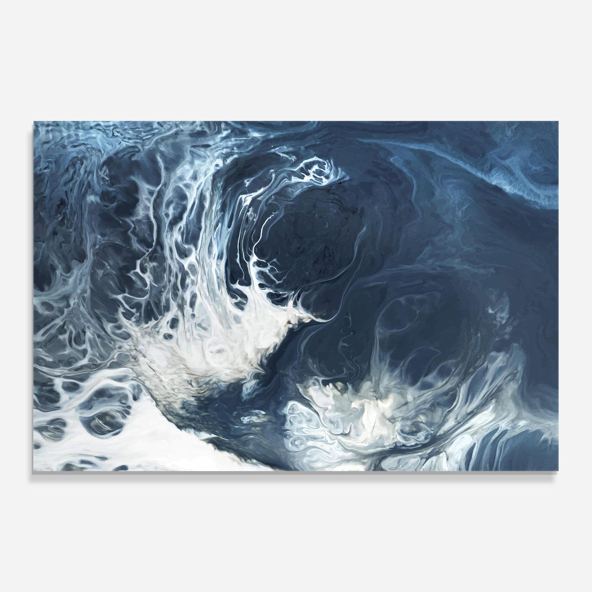 Tablou Sticla Blue White Waves mockup 0