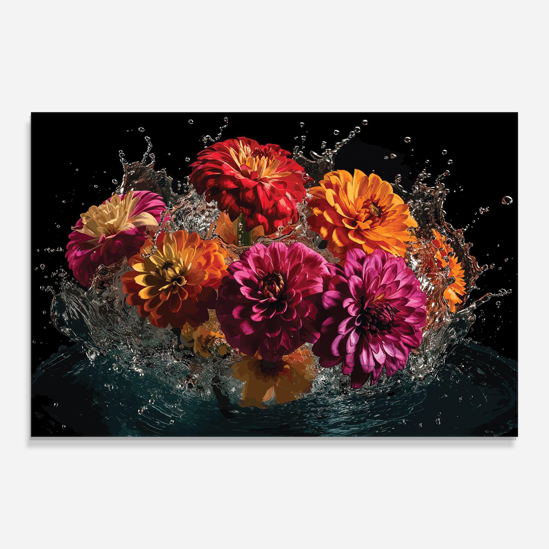 Tablou Sticla Flower Water Splash mockup 0