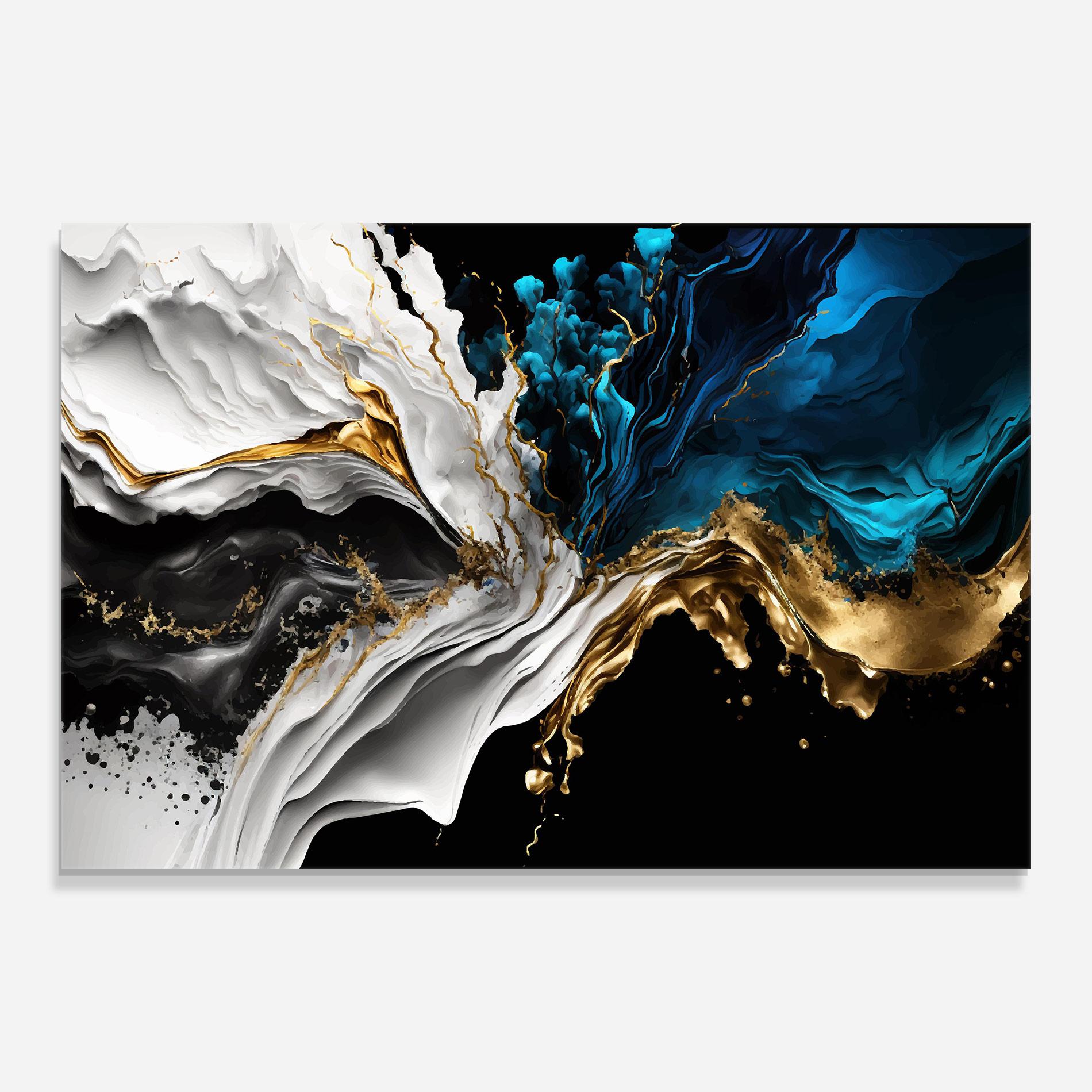 Tablou Sticla White Black Wave mockup 0