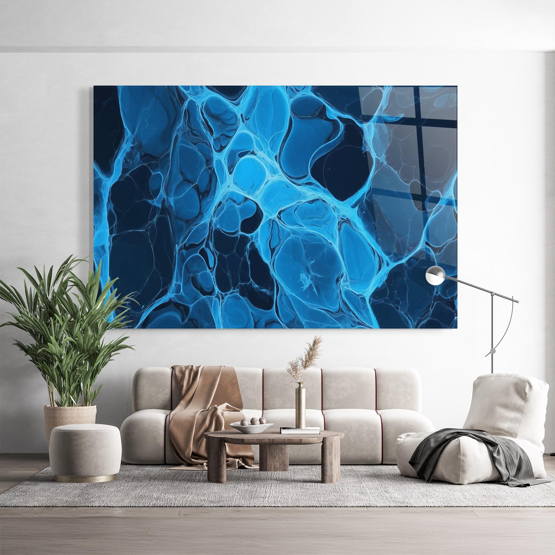 Tablou Sticla Blue Shade Water mockup 9