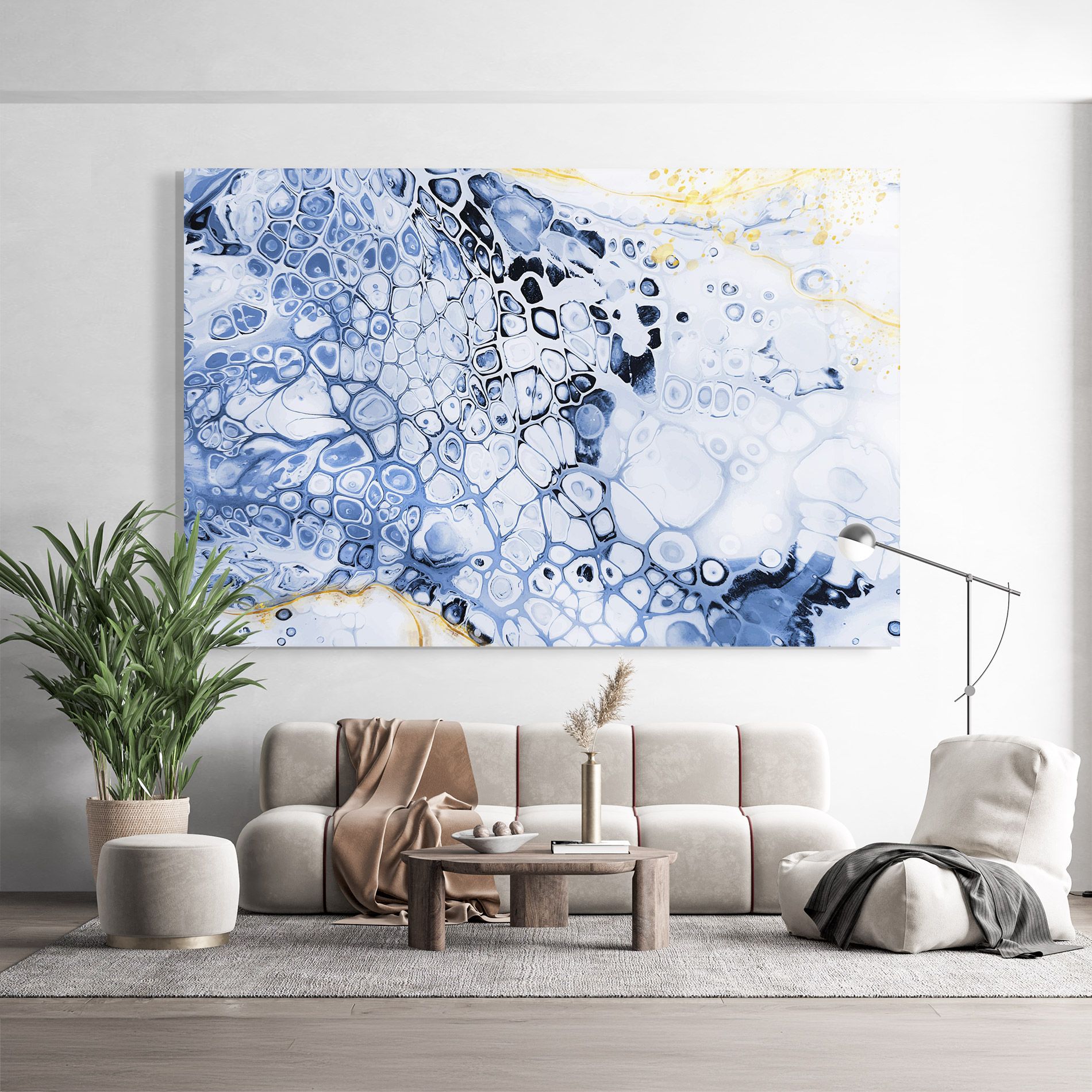 Blue Yellow Water Art mockup 9