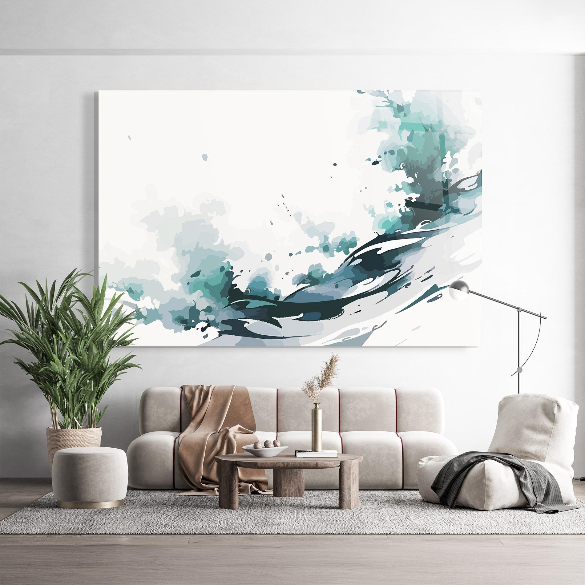 Tablou Sticla Green Blue Wave mockup 9