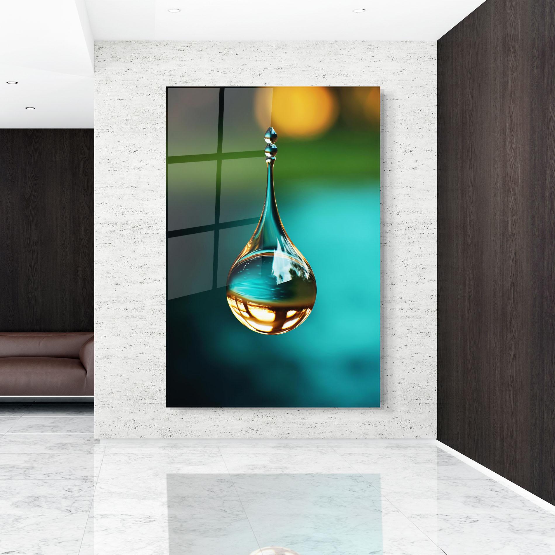 Tablou Sticla Big Green Drop mockup 9