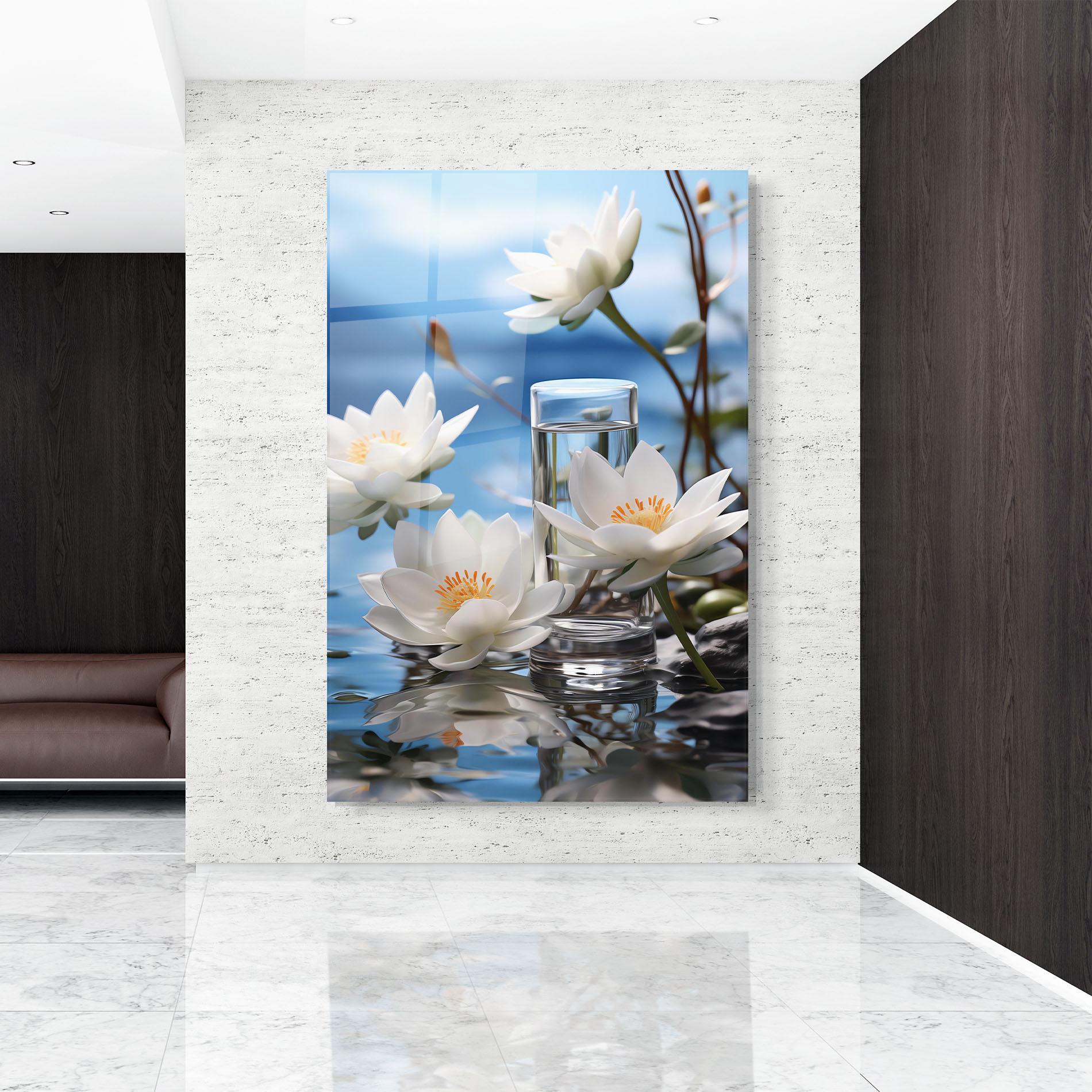 Tablou Sticla Flower Water Glass mockup 9