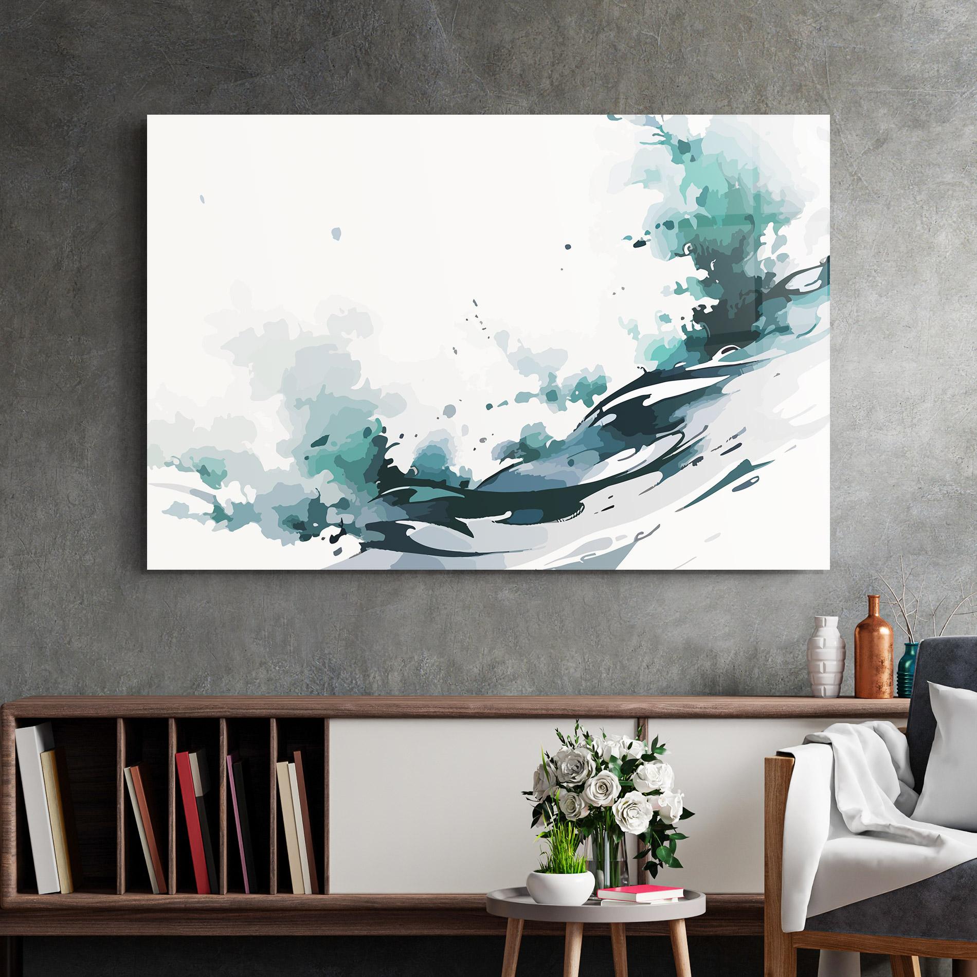 Tablou Sticla Green Blue Wave mockup 2