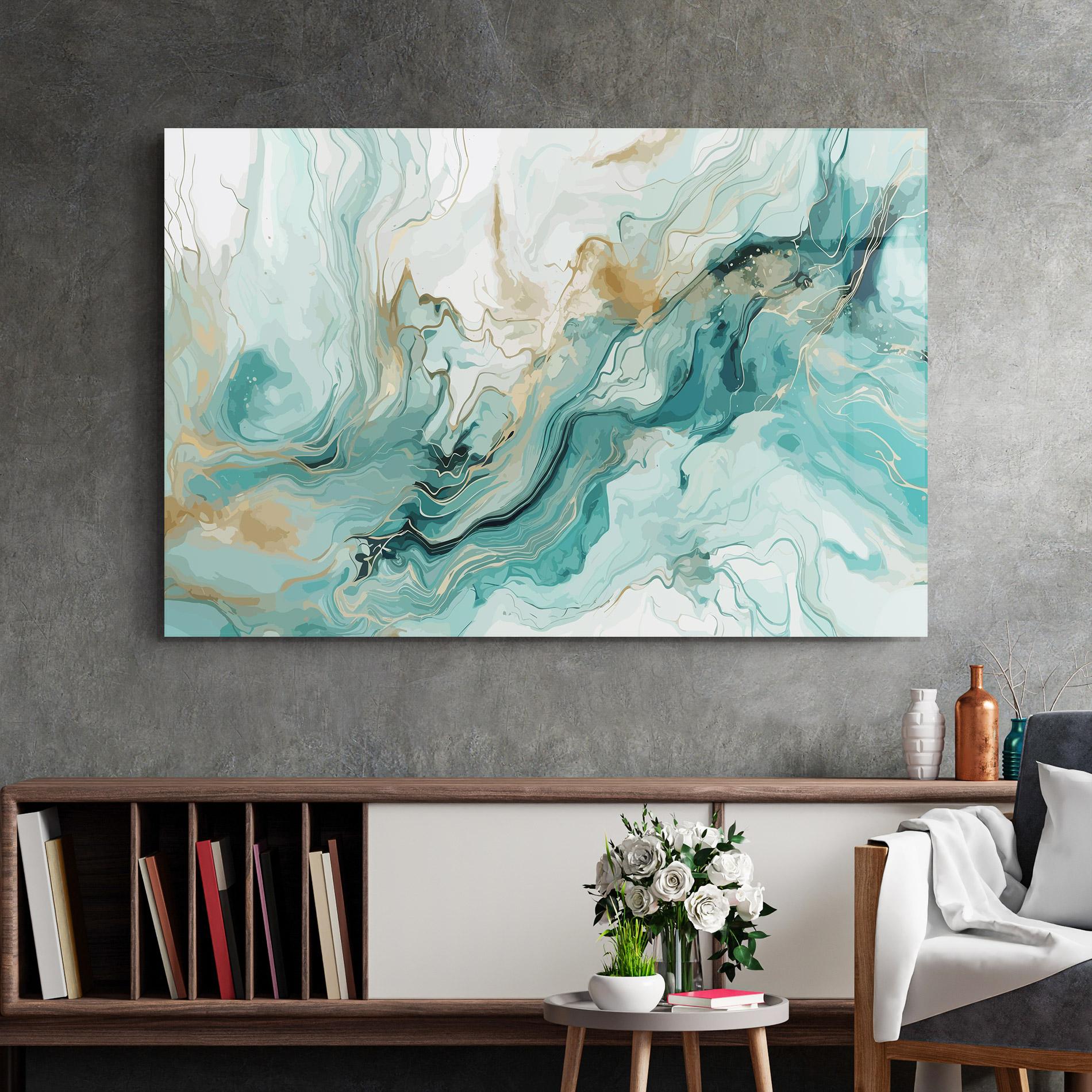 Tablou Sticla Green Gold Water mockup 2