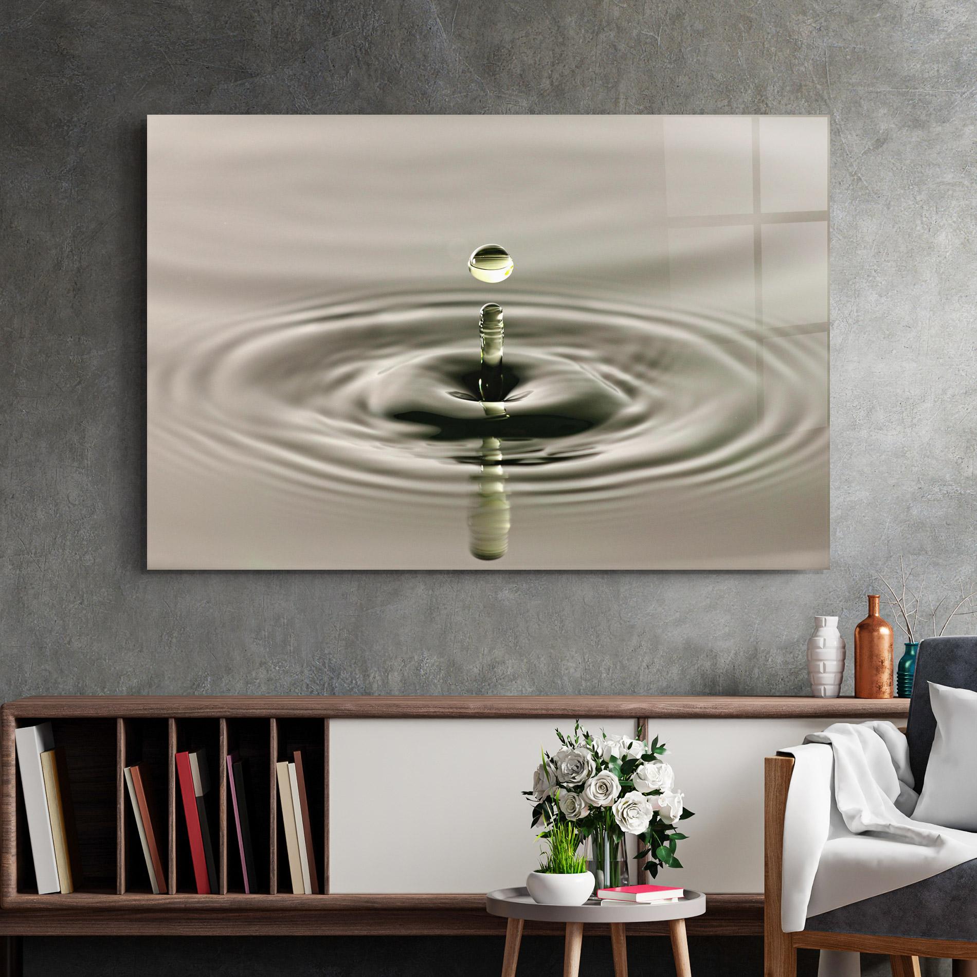 Tablou Sticla Green Water Drop mockup 2