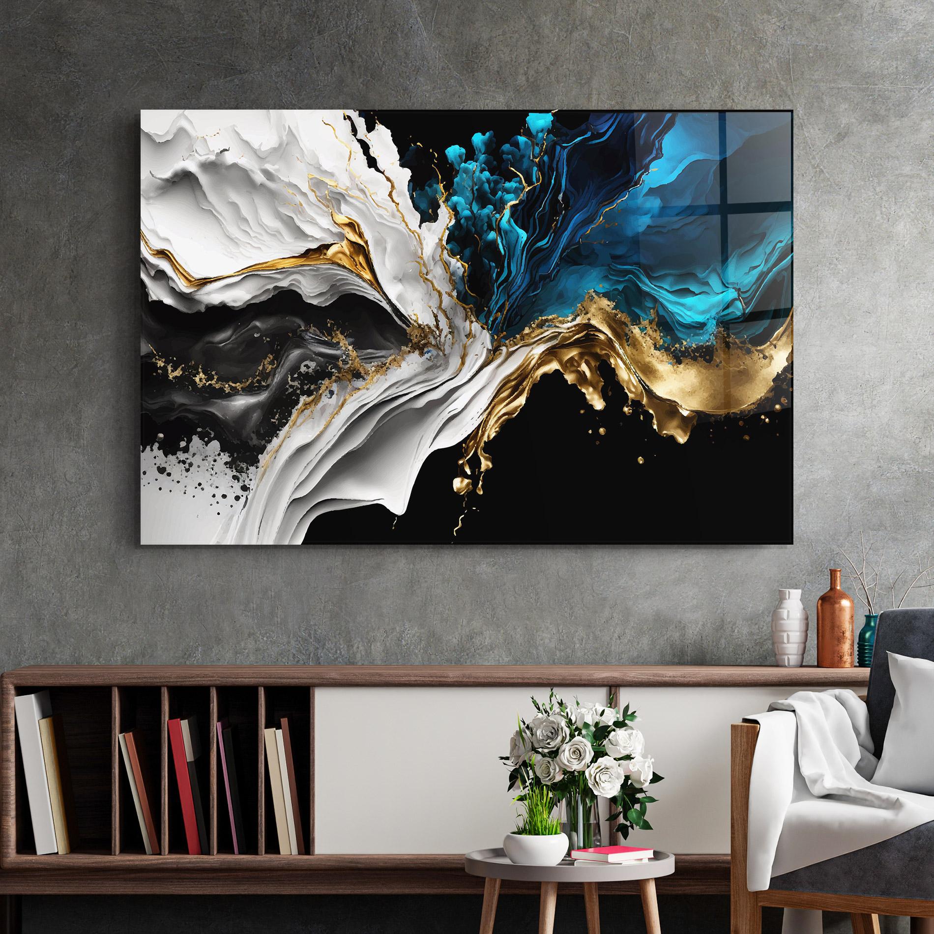 Tablou Sticla White Black Wave mockup 2