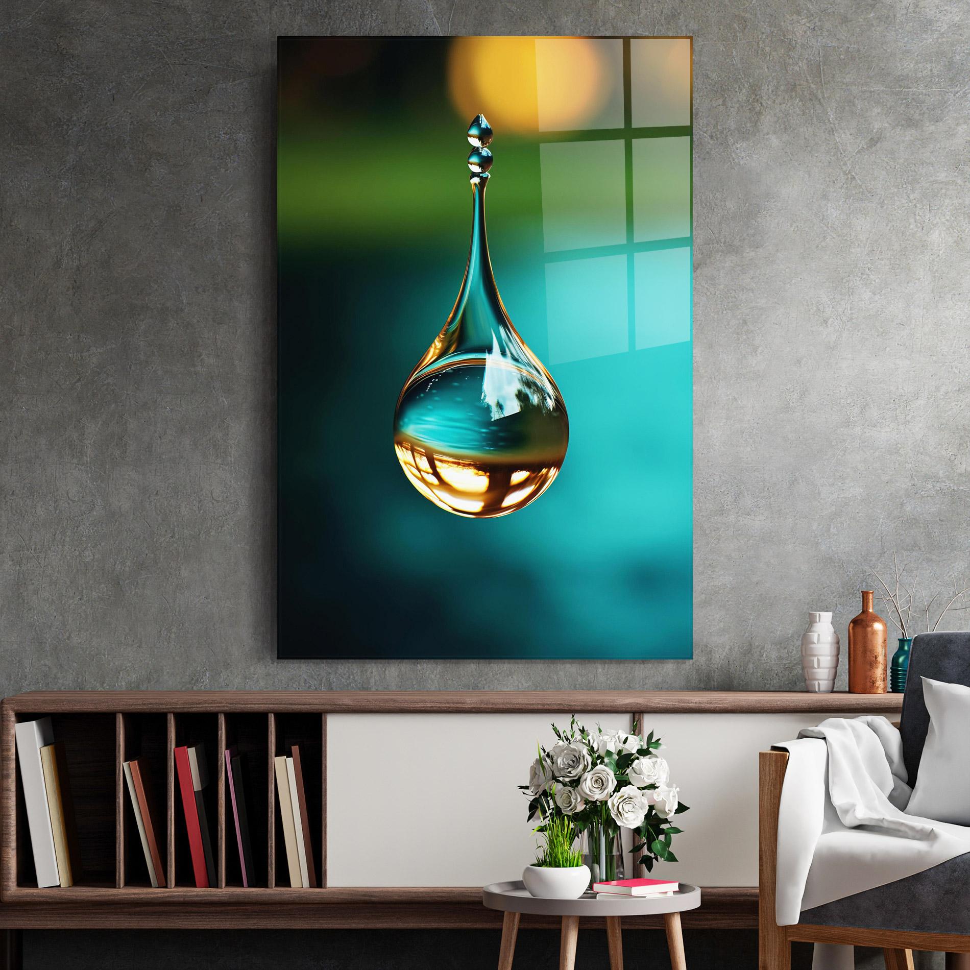 Tablou Sticla Big Green Drop mockup 2
