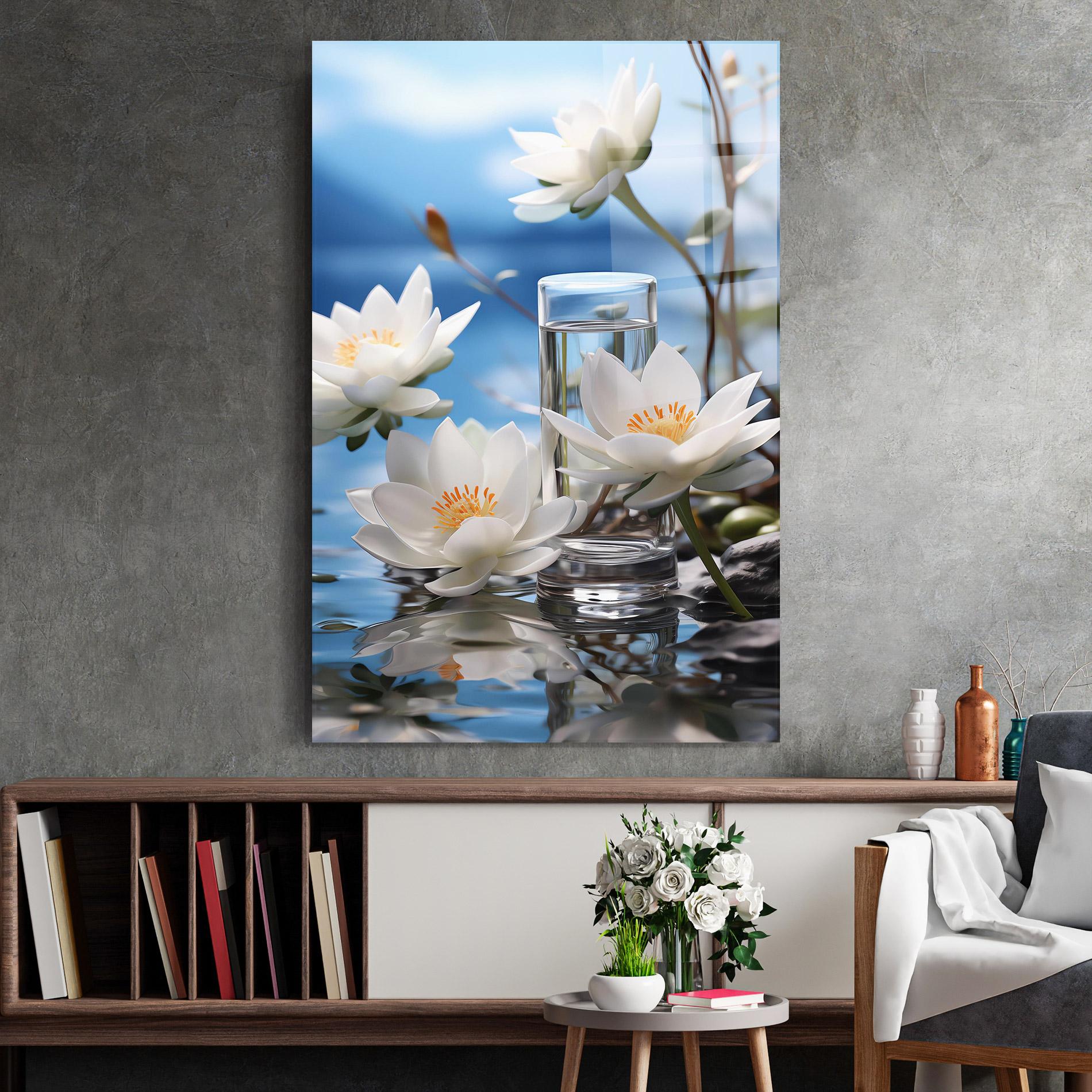 Tablou Sticla Flower Water Glass mockup 2