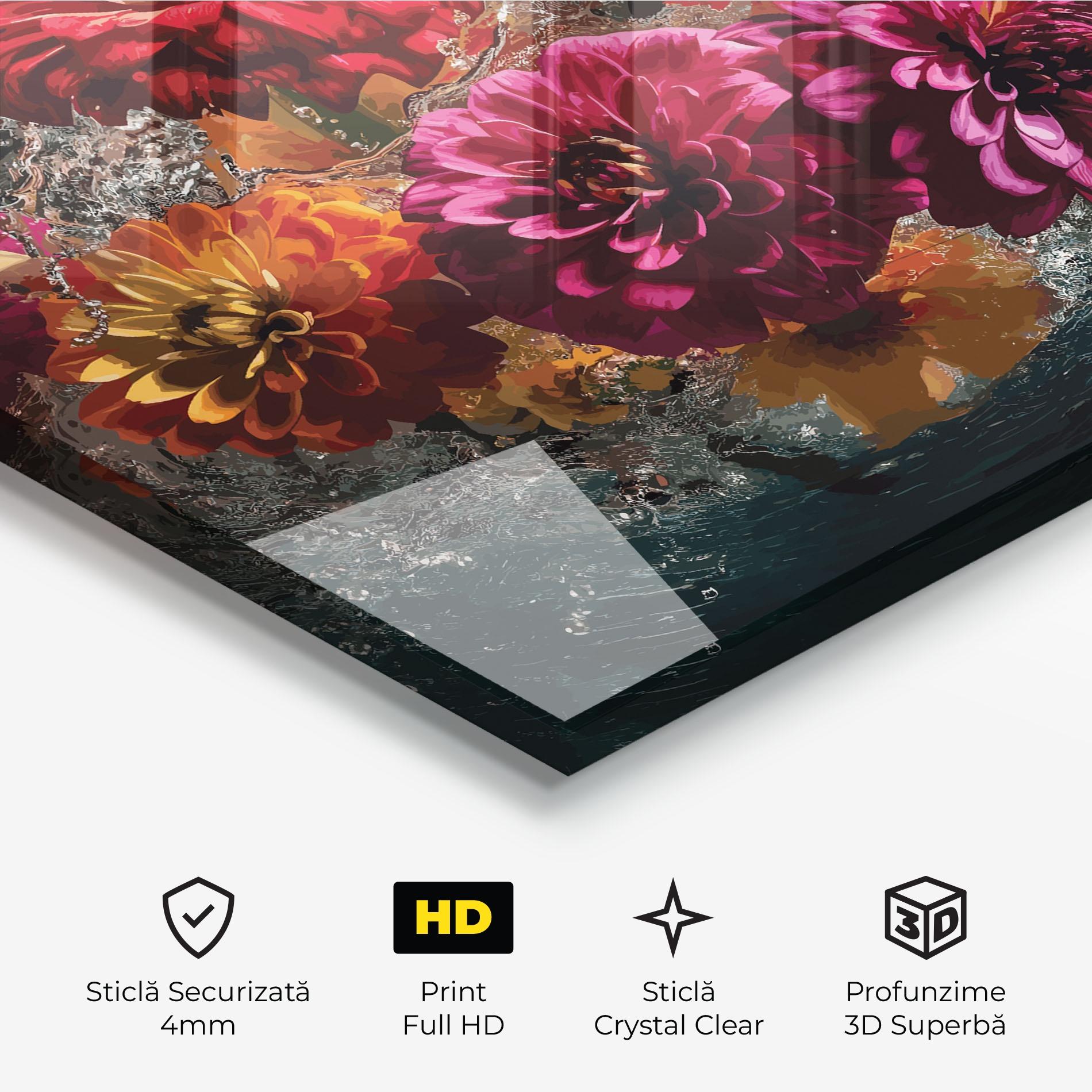 Tablou Sticla Flower Water Splash mockup 3