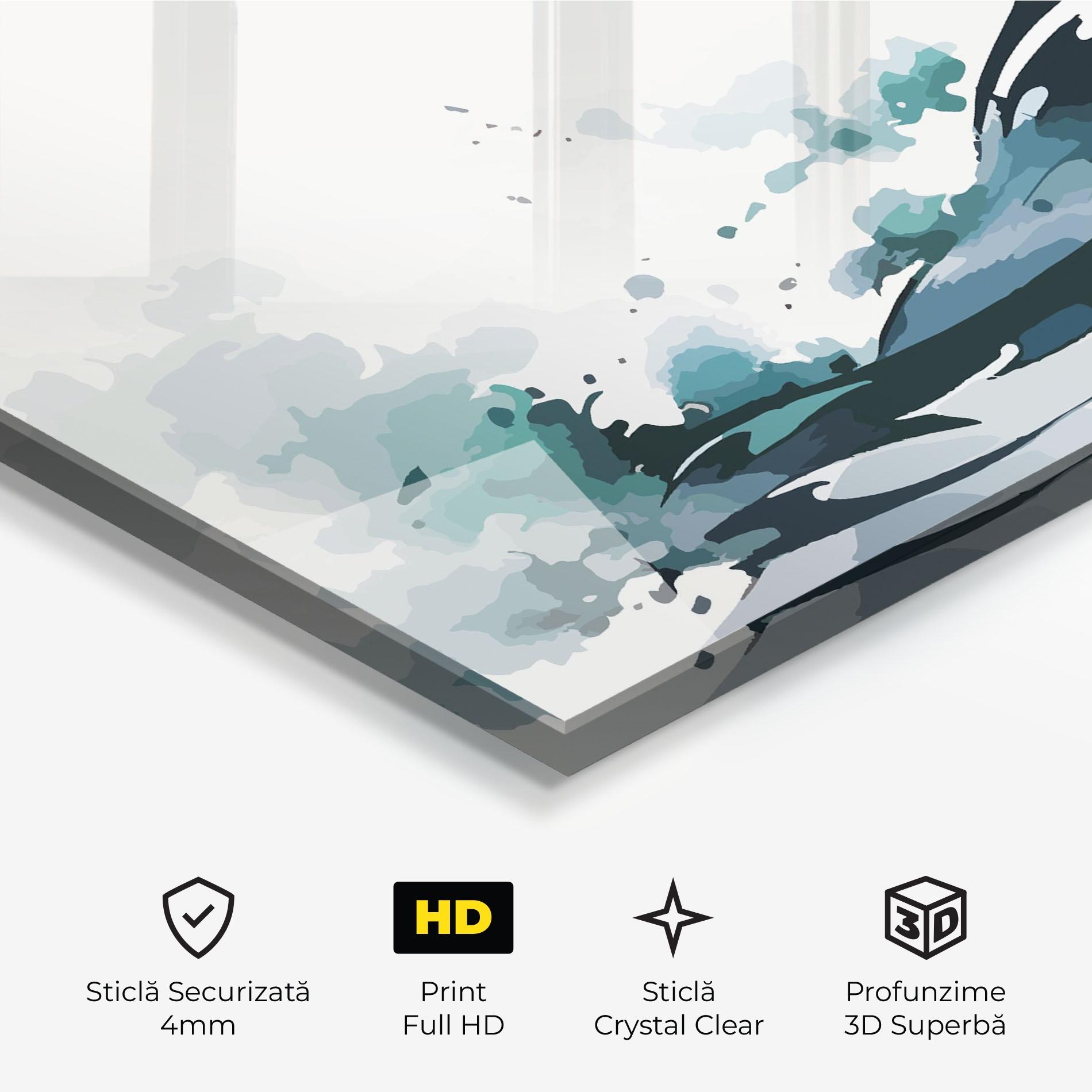 Tablou Sticla Green Blue Wave mockup 3