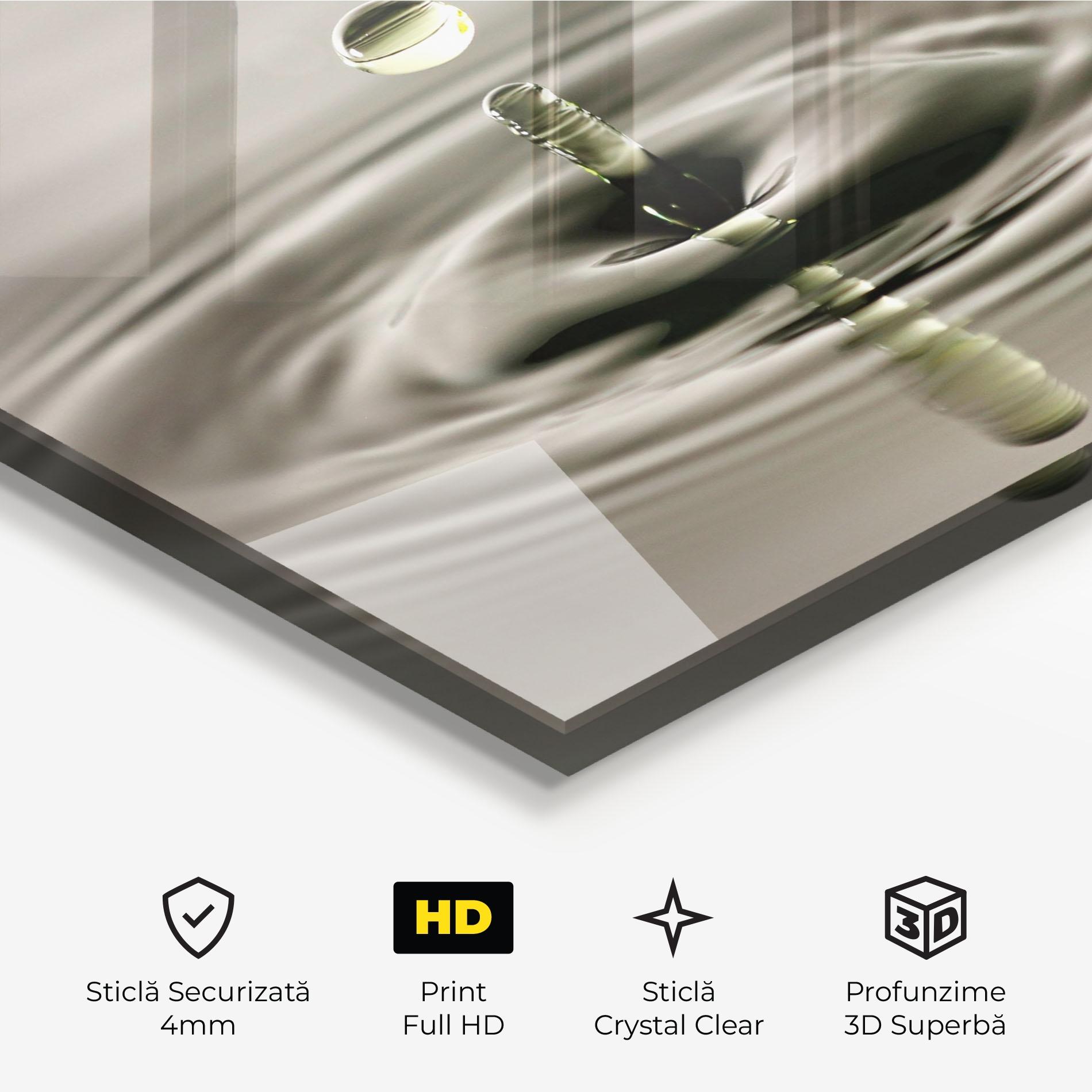 Tablou Sticla Green Water Drop mockup 3