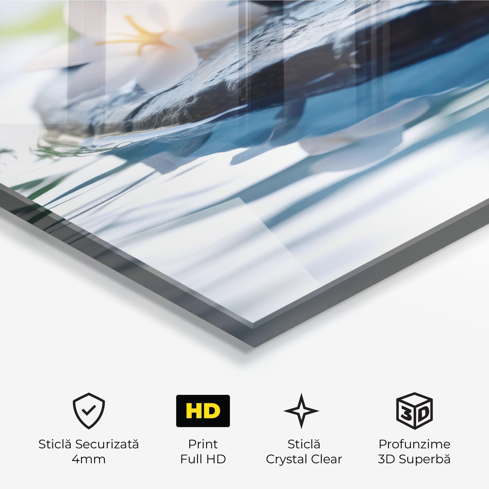 Tablou Sticla Water White Flowers mockup 3