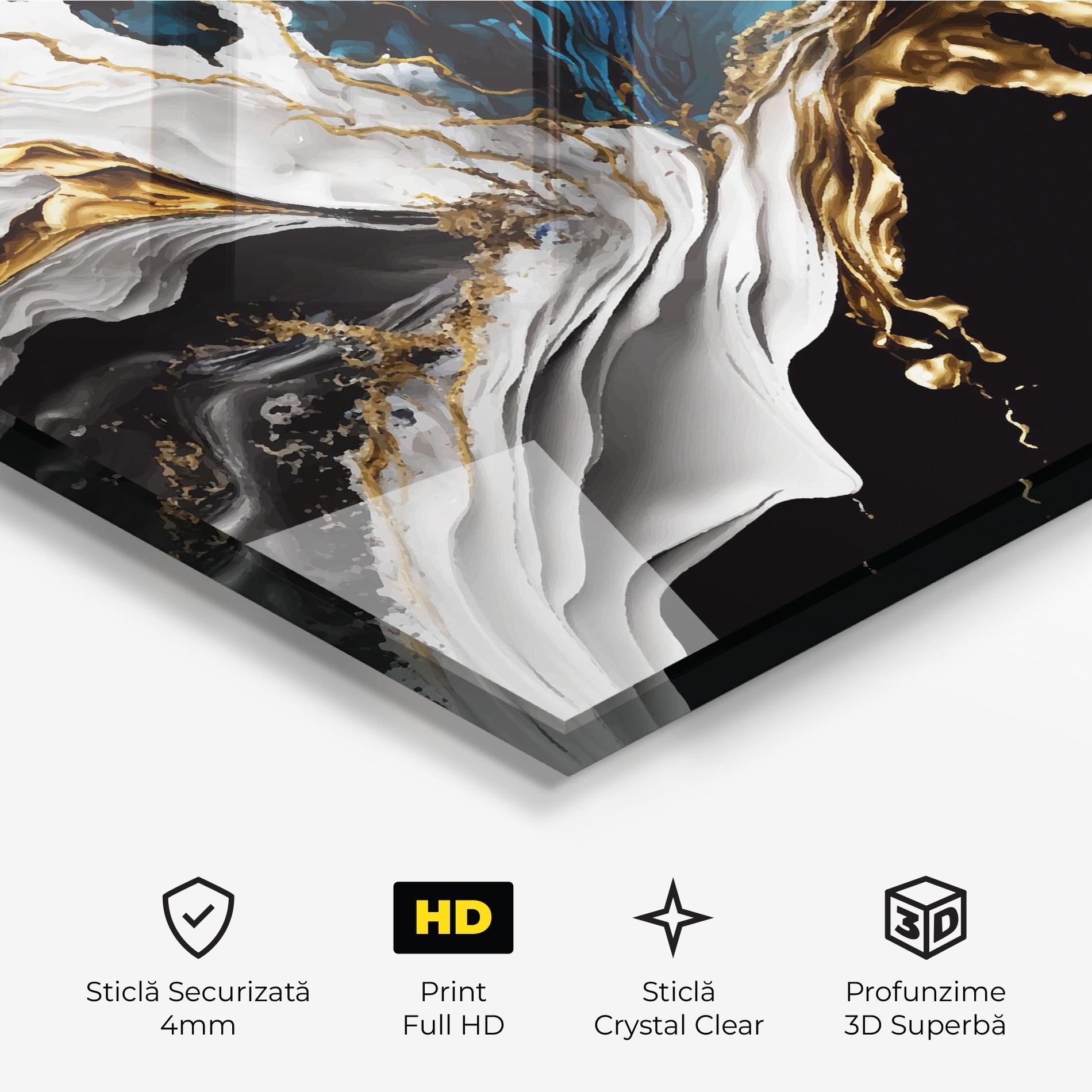 Tablou Sticla White Black Wave mockup 3