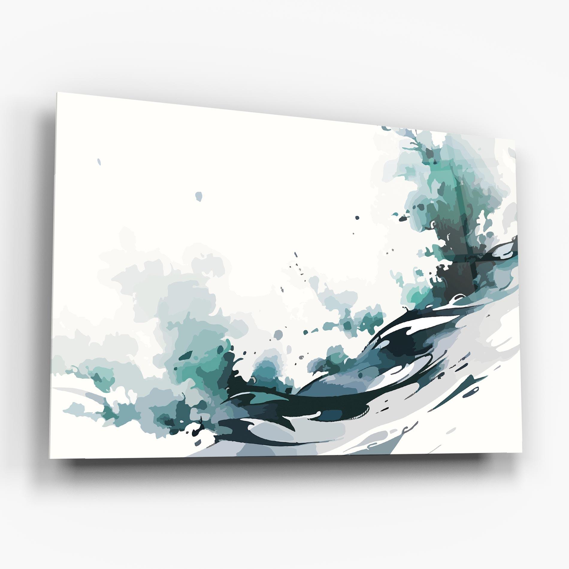 Tablou Sticla Green Blue Wave mockup 6