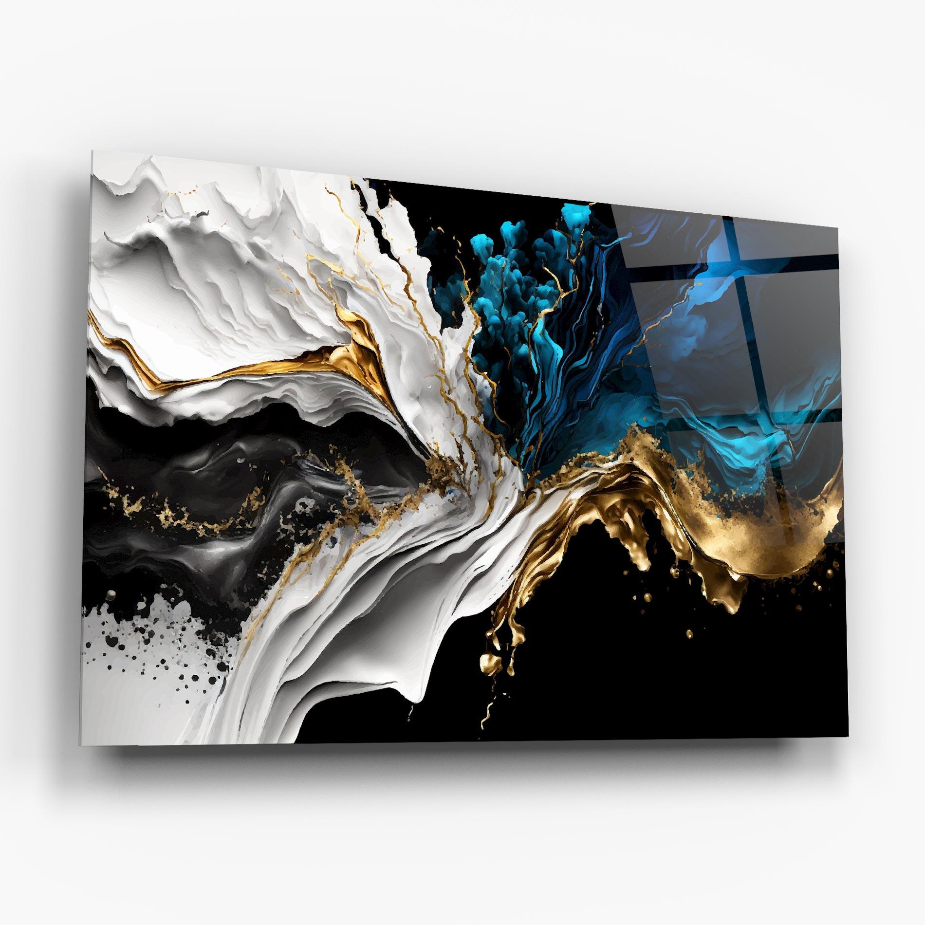 Tablou Sticla White Black Wave mockup 6
