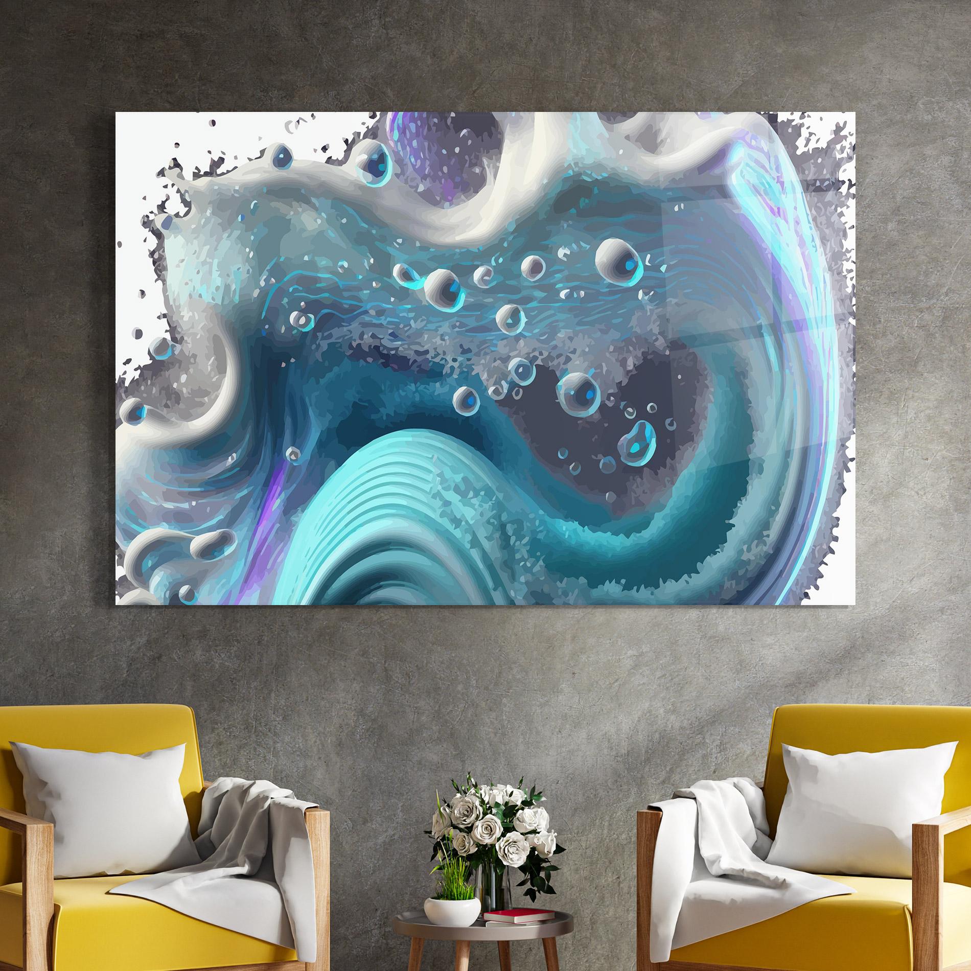 Tablou Sticla Blue Purple Water mockup 4