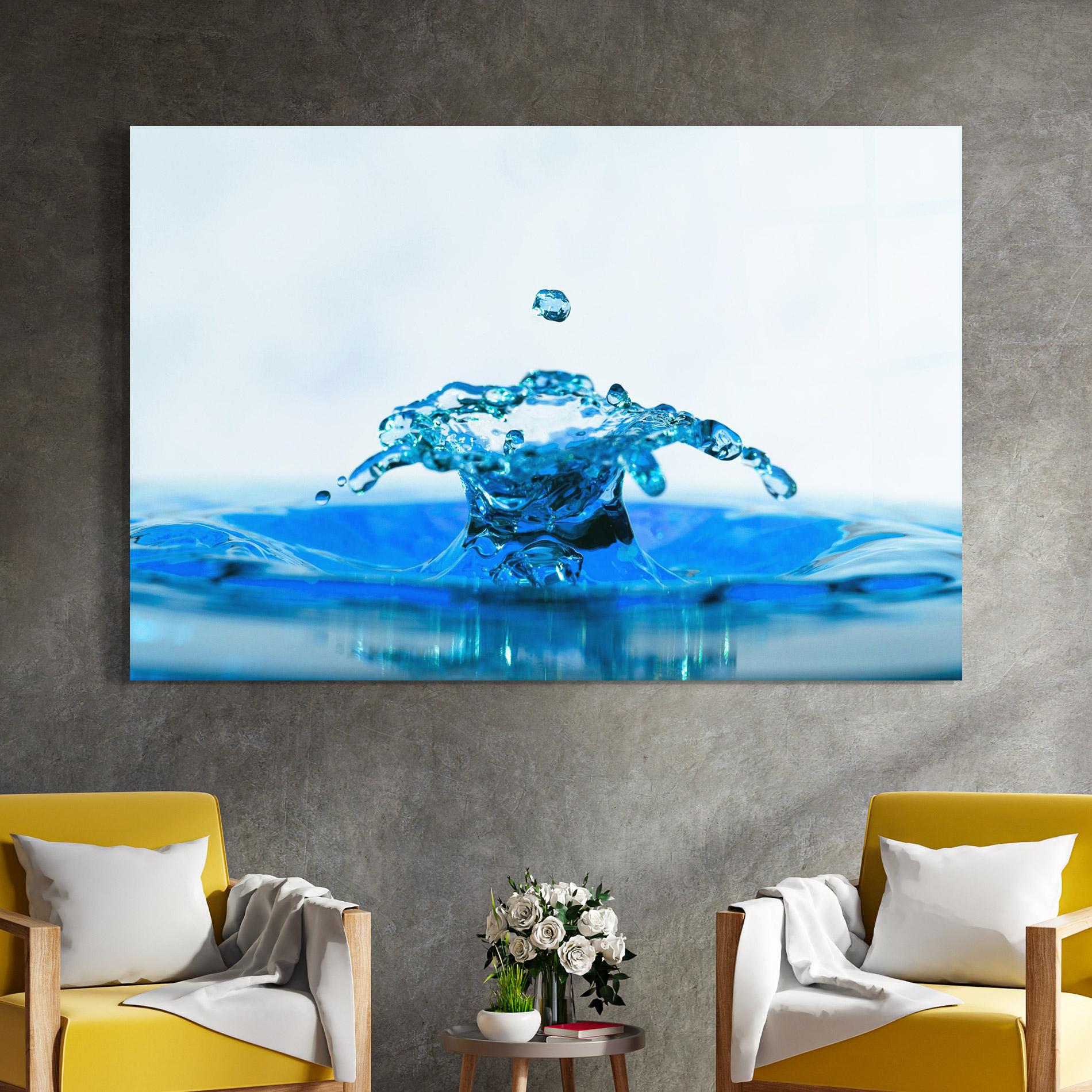 Tablou Sticla Blue Water Splash mockup 4