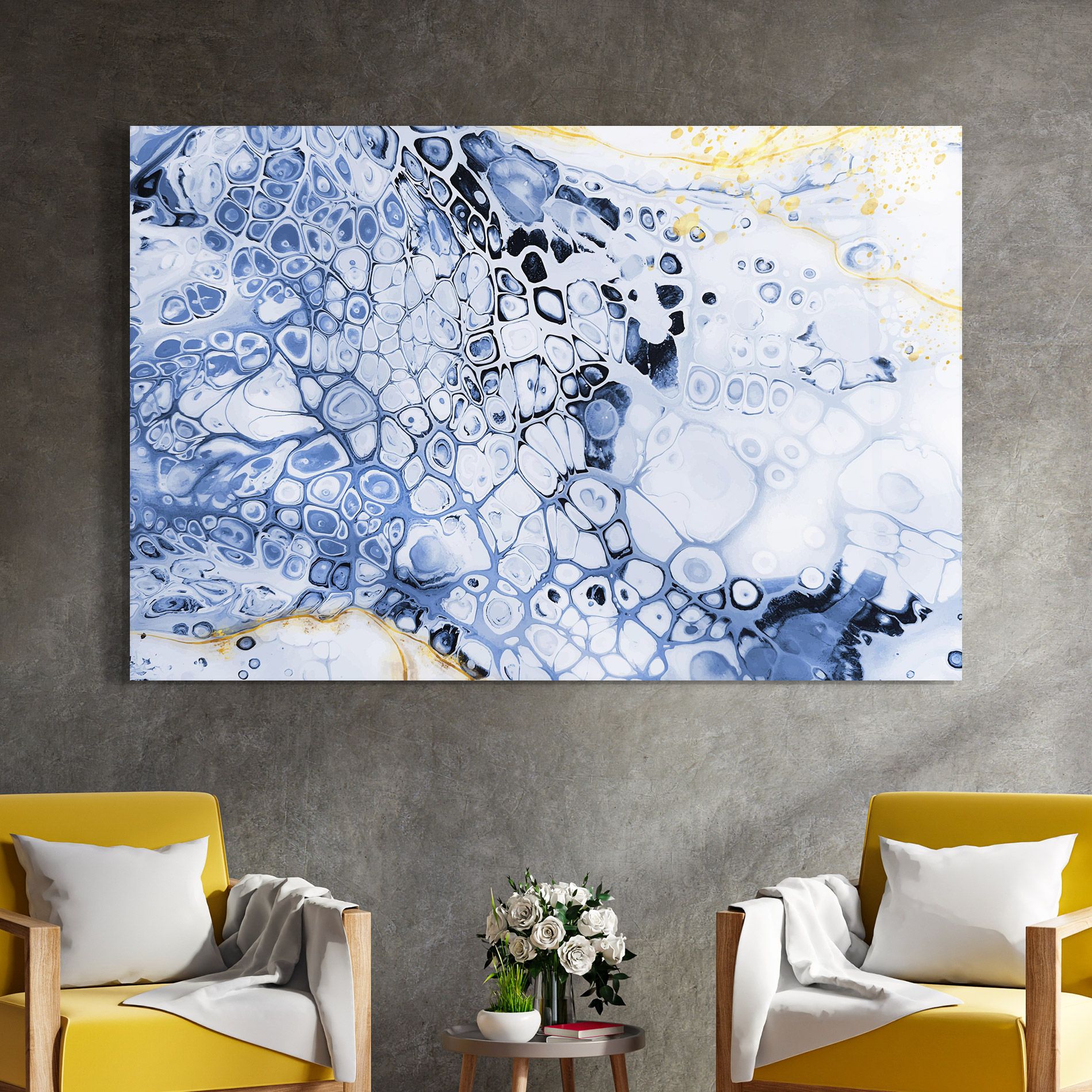 Blue Yellow Water Art mockup 4