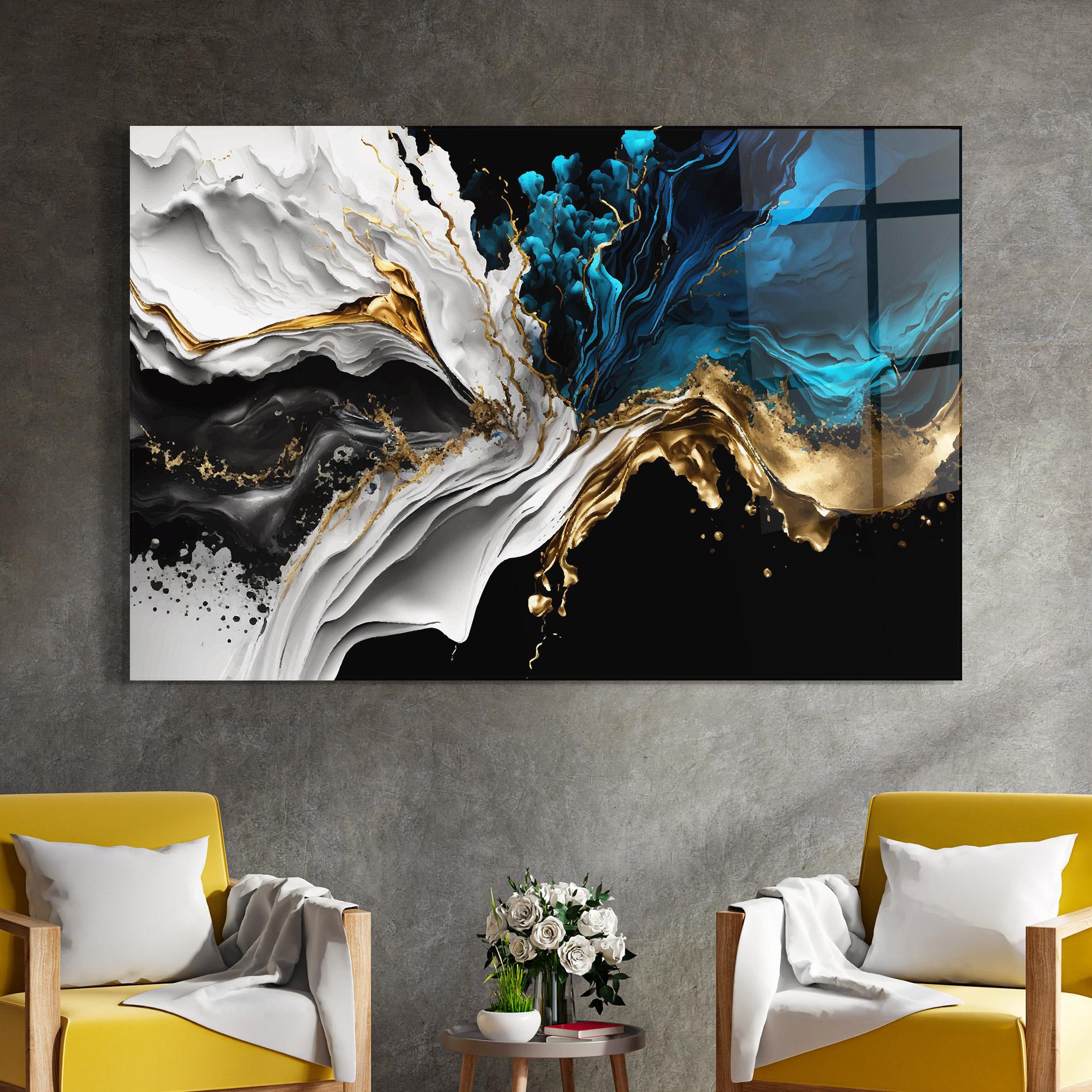 Tablou Sticla White Black Wave mockup 4
