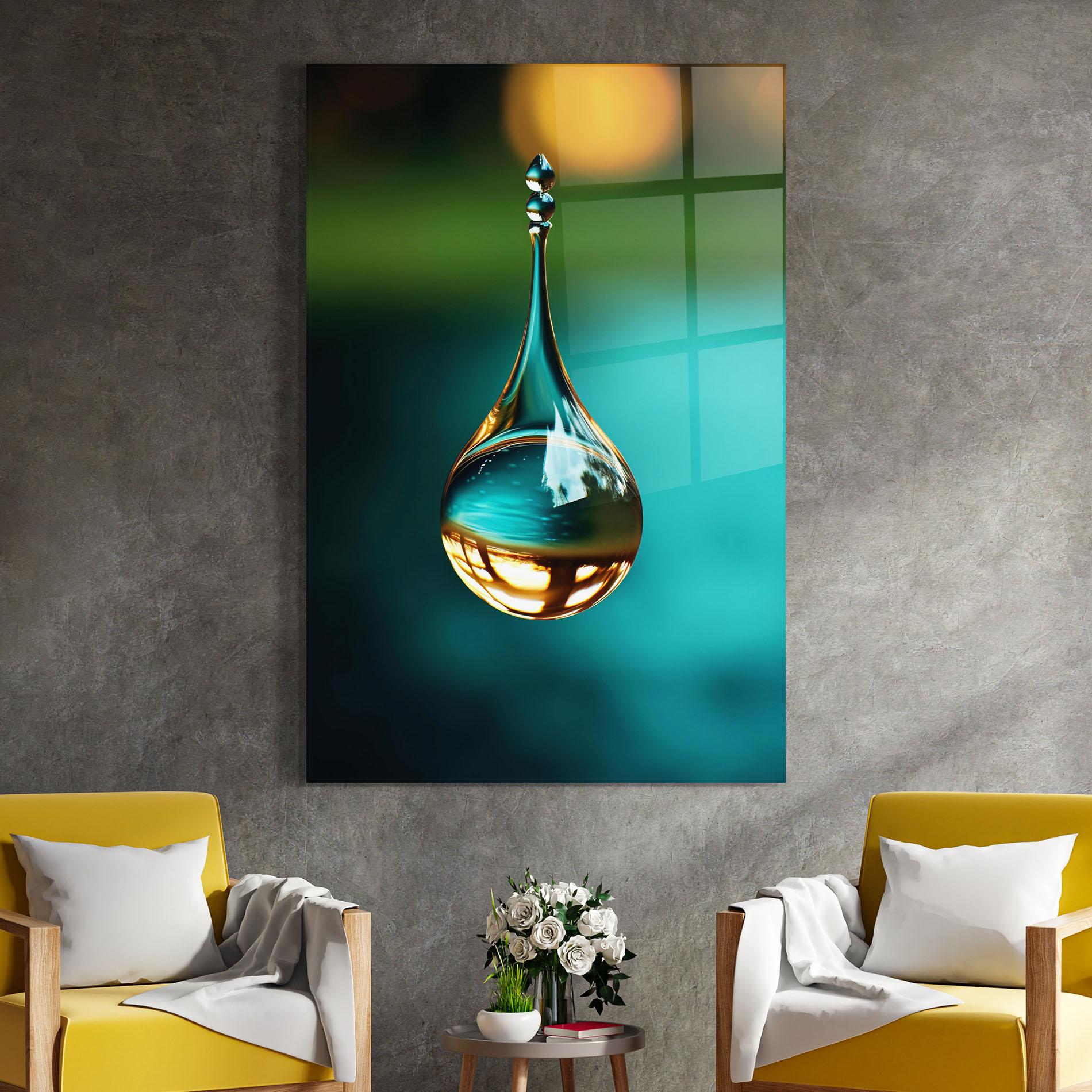 Tablou Sticla Big Green Drop mockup 4