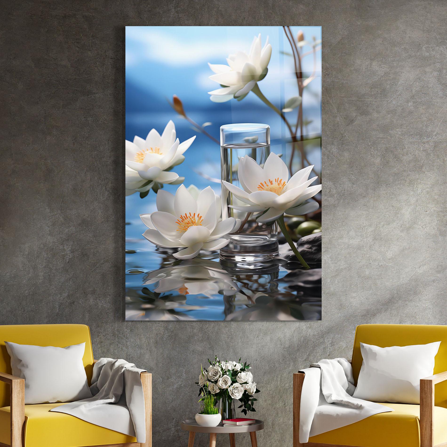 Tablou Sticla Flower Water Glass mockup 4