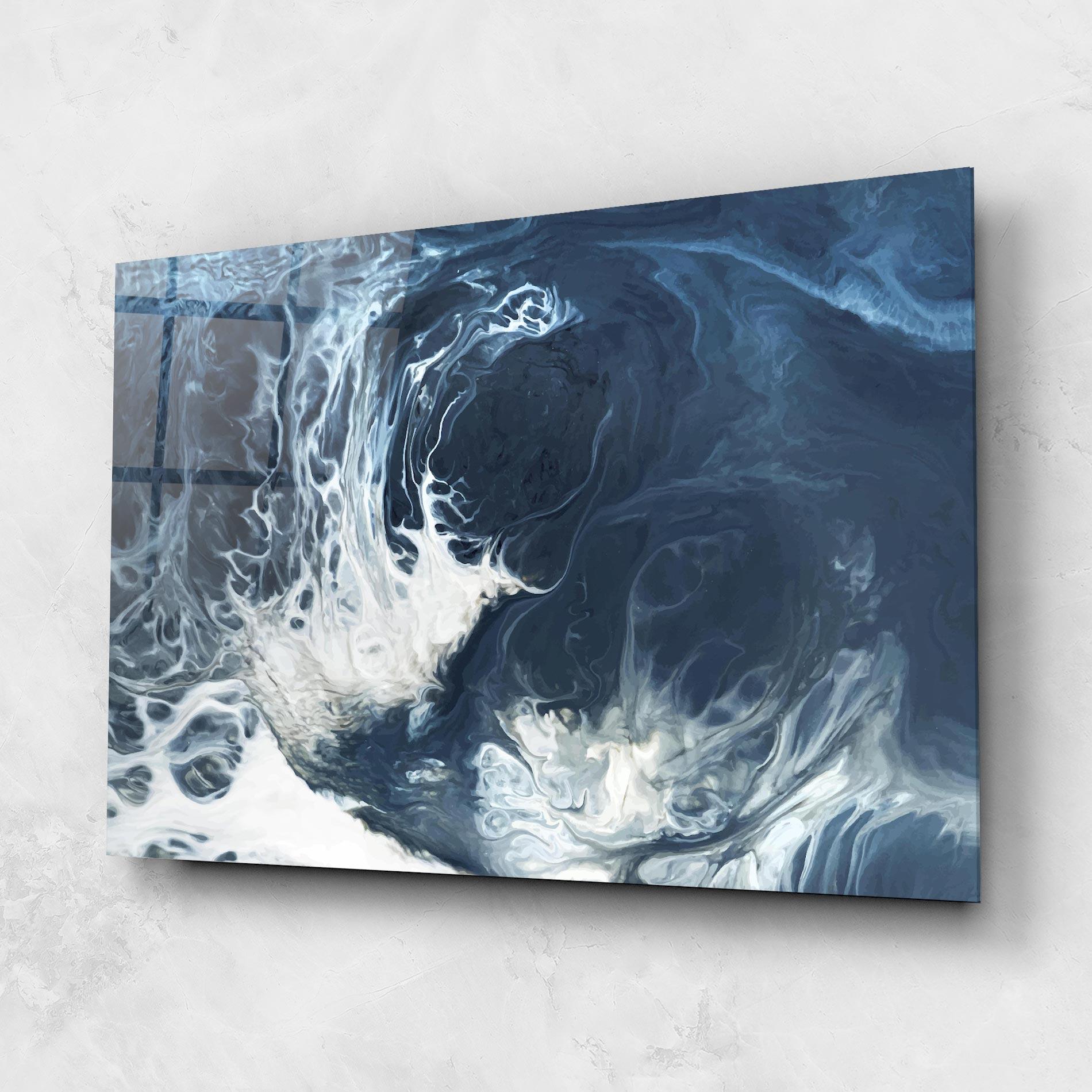 Tablou Sticla Blue White Waves mockup 1