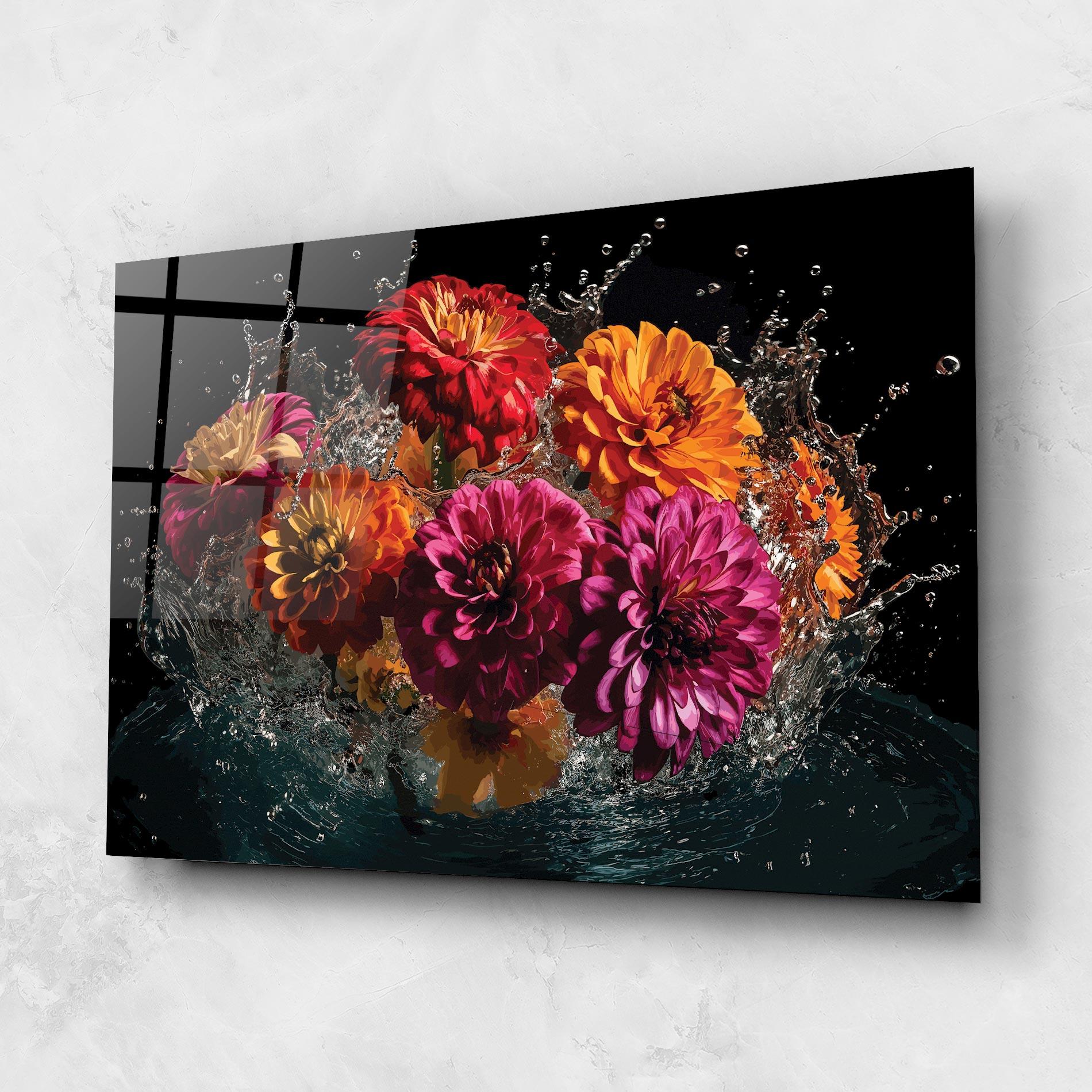 Tablou Sticla Flower Water Splash mockup 1