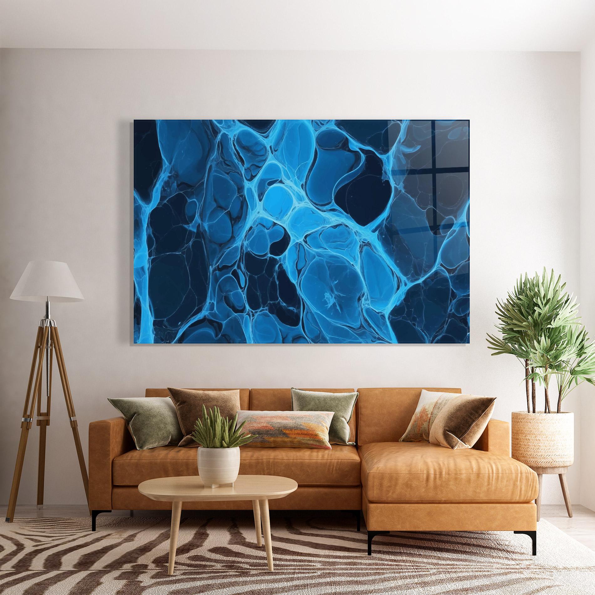 Tablou Sticla Blue Shade Water mockup 7