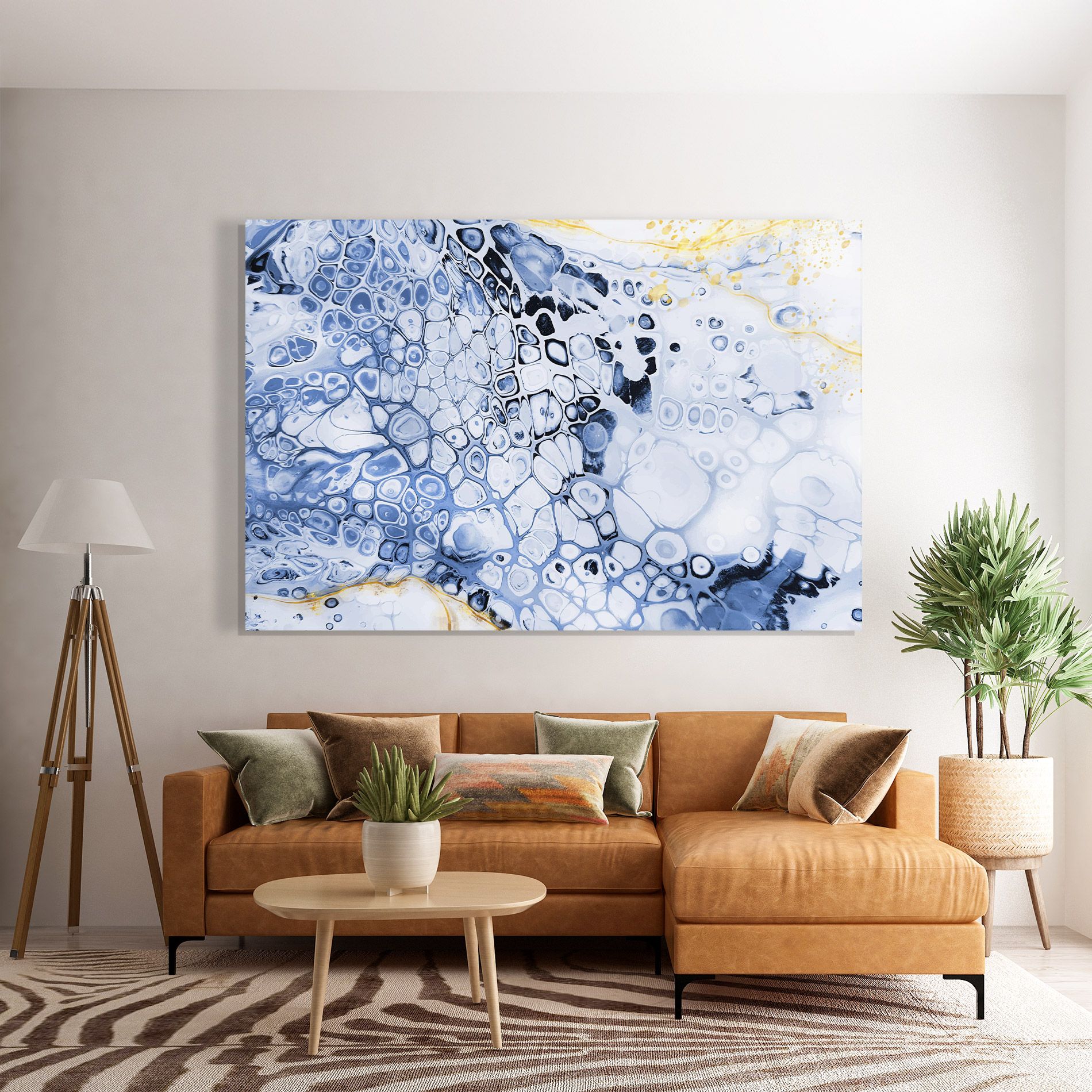Blue Yellow Water Art mockup 7